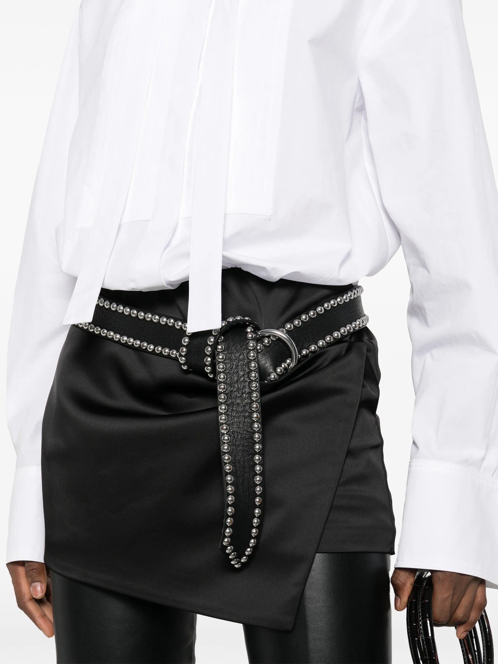 tie-neck long-sleeve mini dress