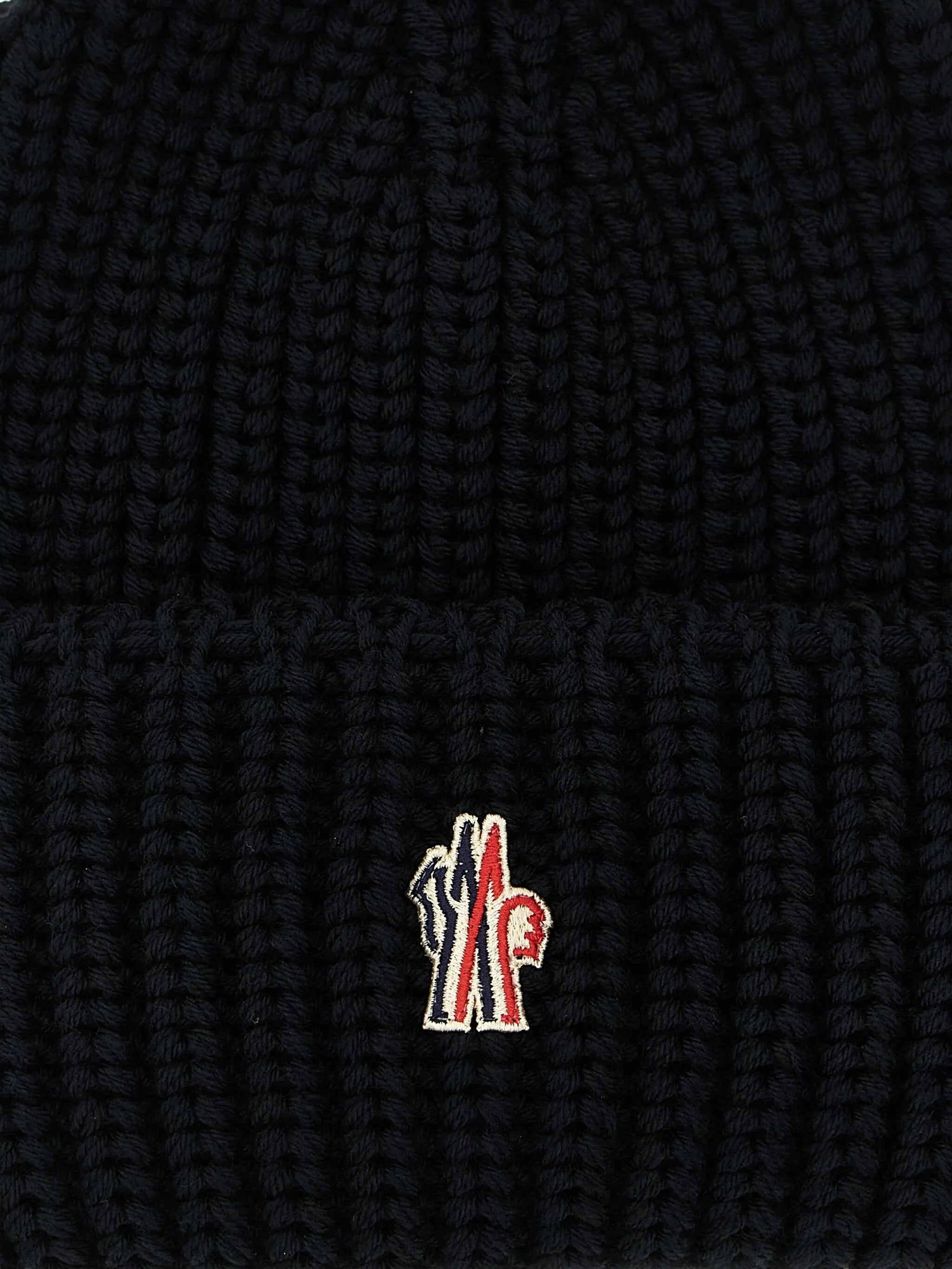 logo-patch ribbed beanie