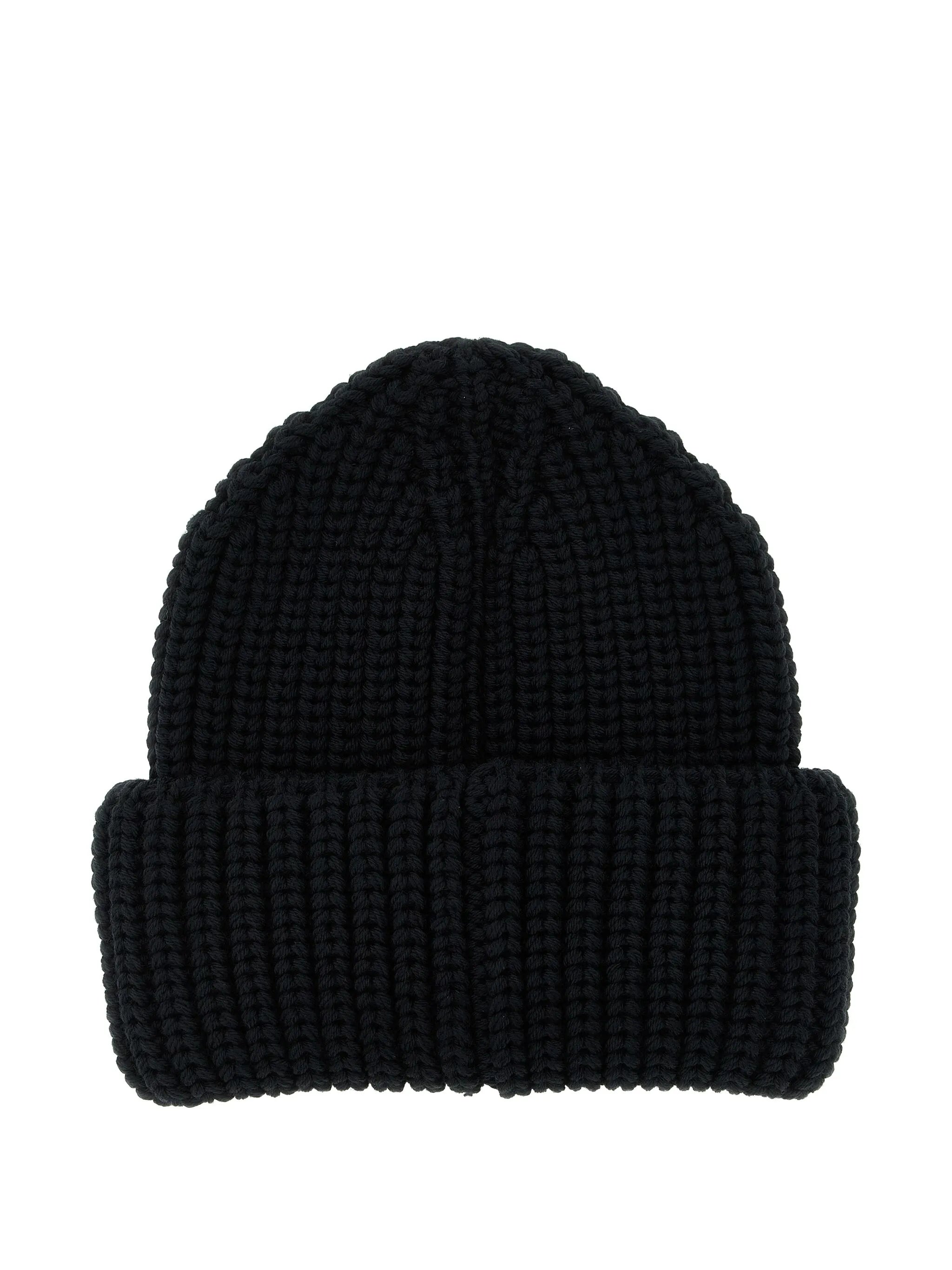 logo-patch ribbed beanie