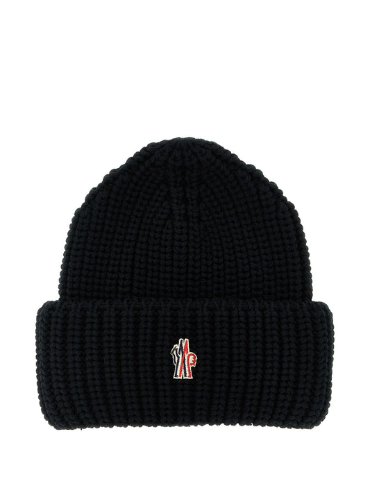 logo-patch ribbed beanie