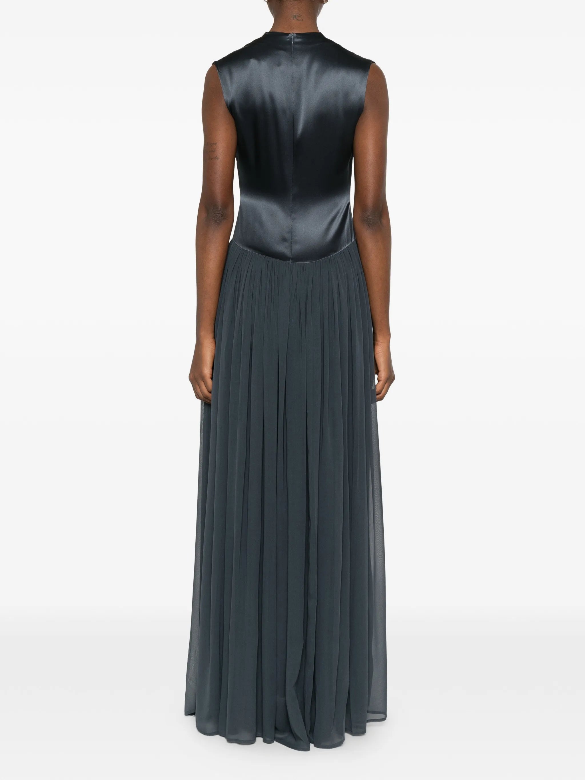 gathered silk maxi dress