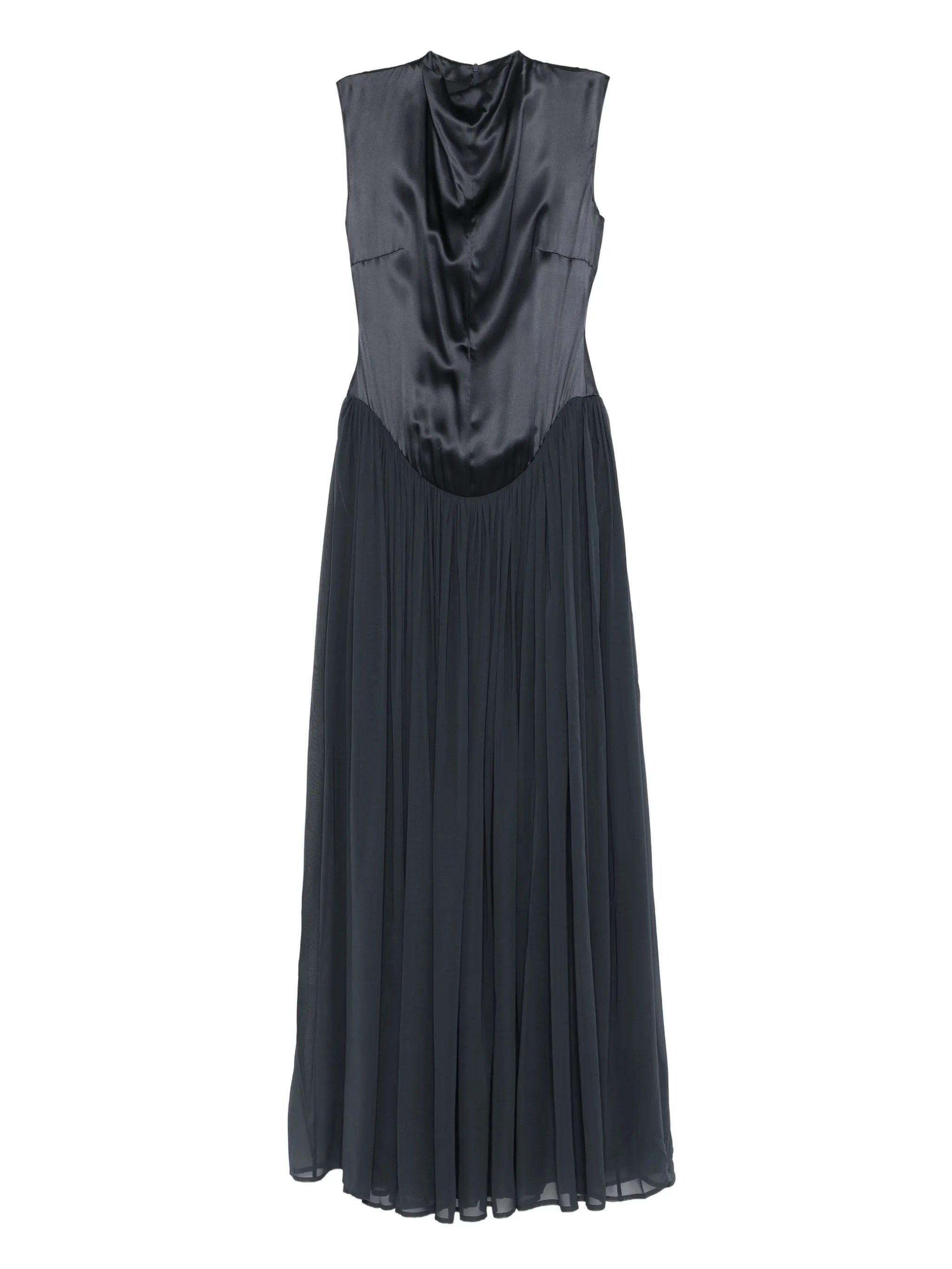 gathered silk maxi dress