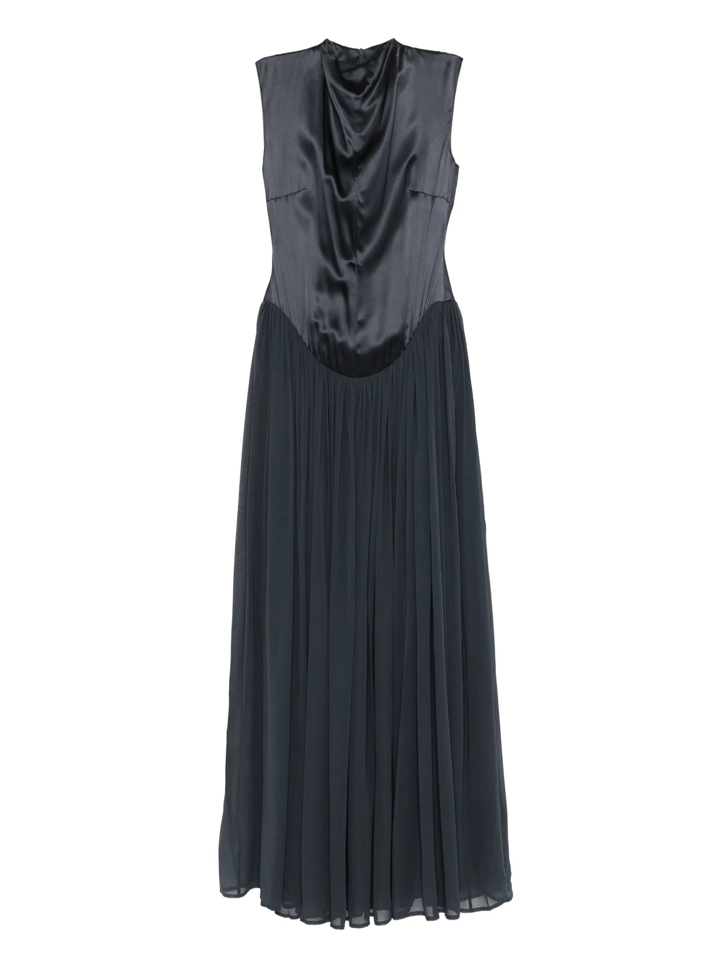 gathered silk maxi dress