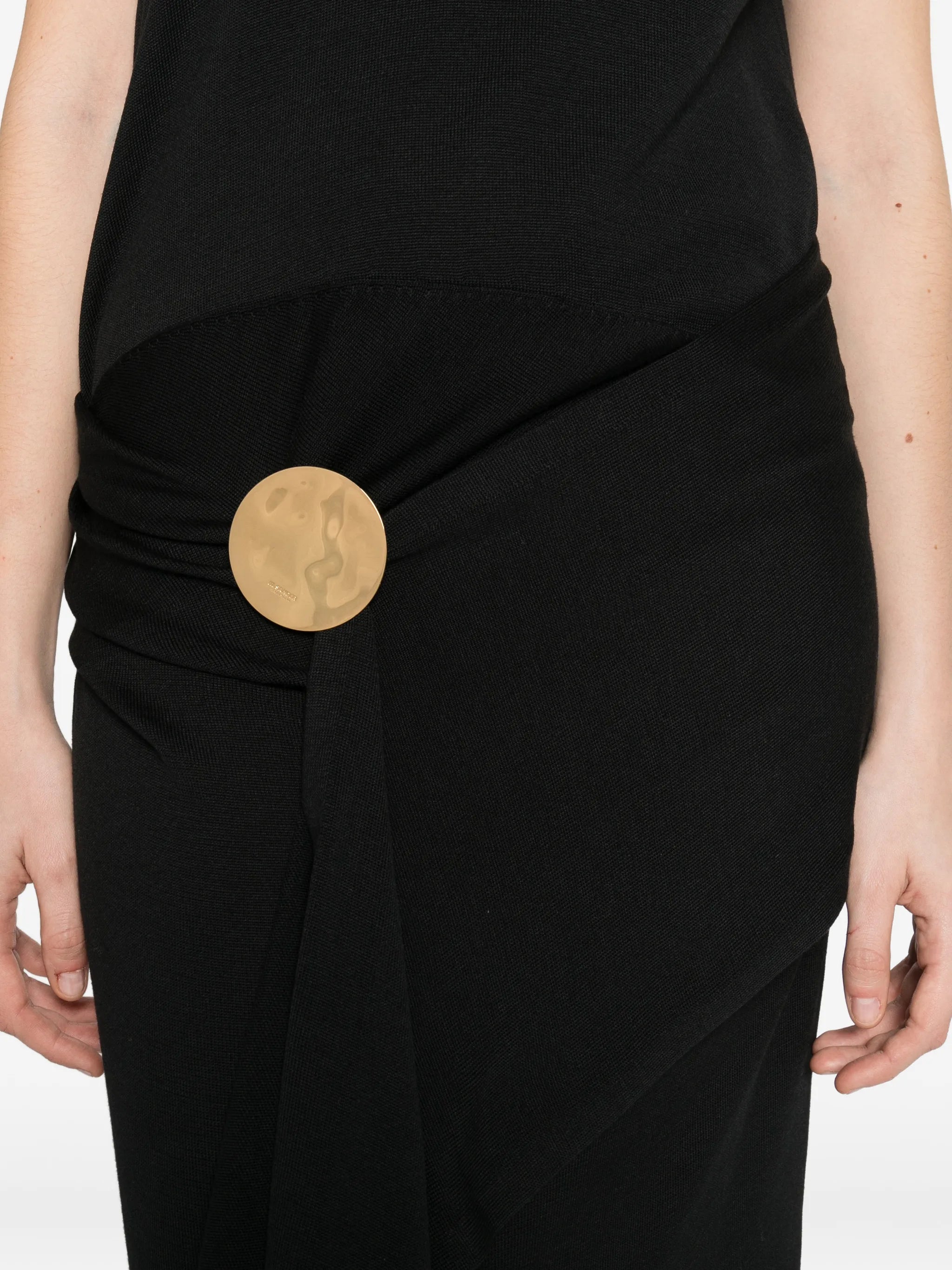 V-neck draped maxi dress