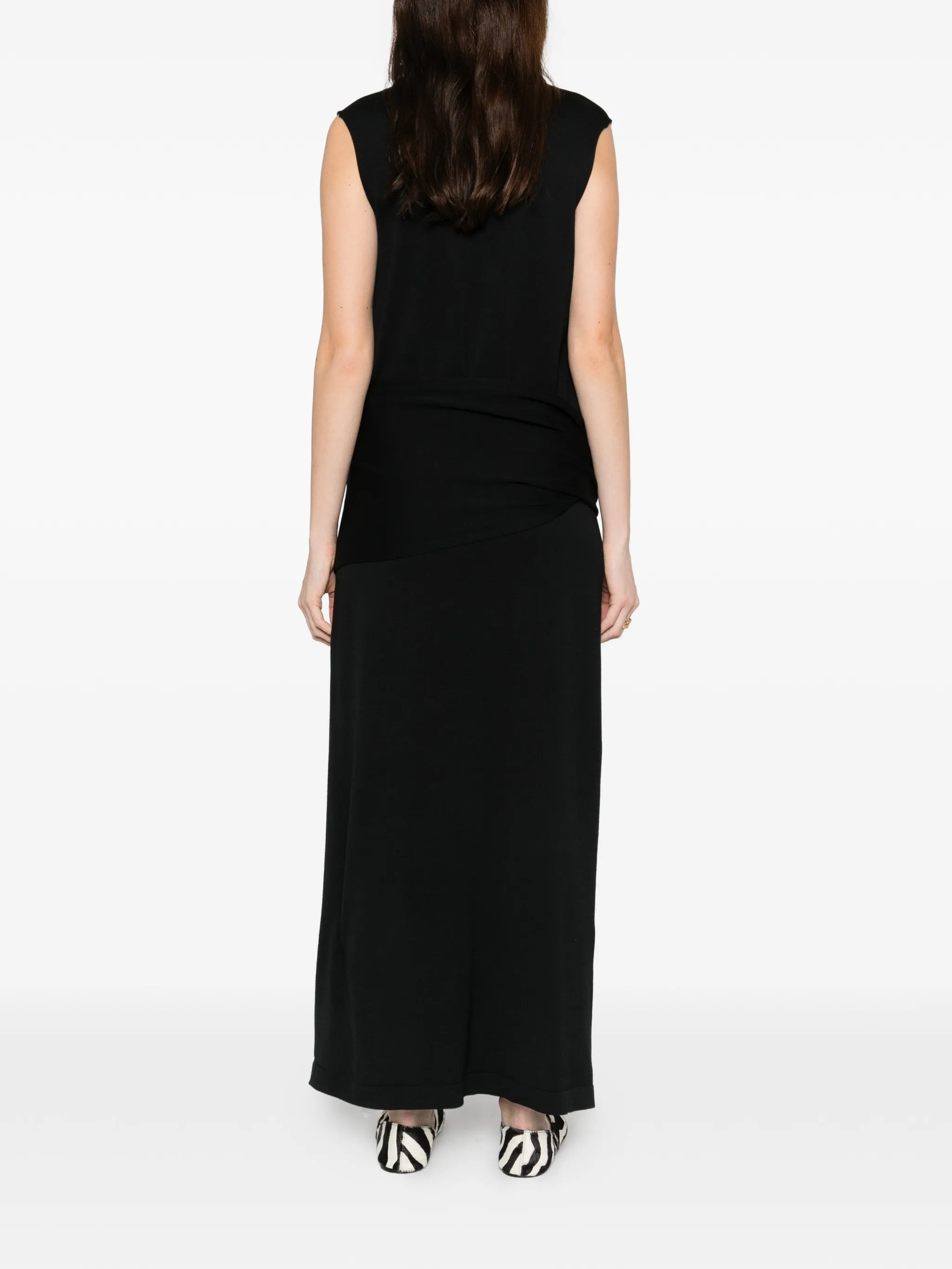 V-neck draped maxi dress
