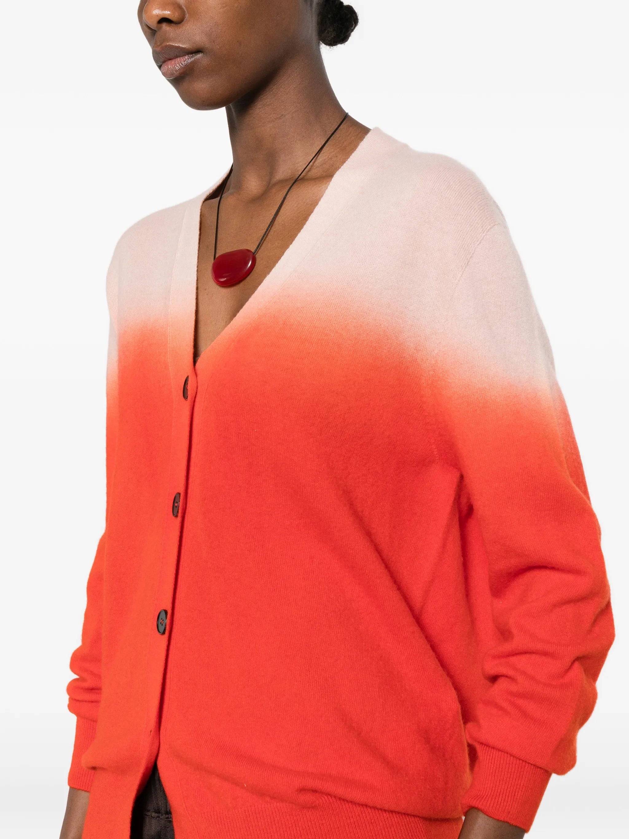 V-neck gradient buttoned cardigan