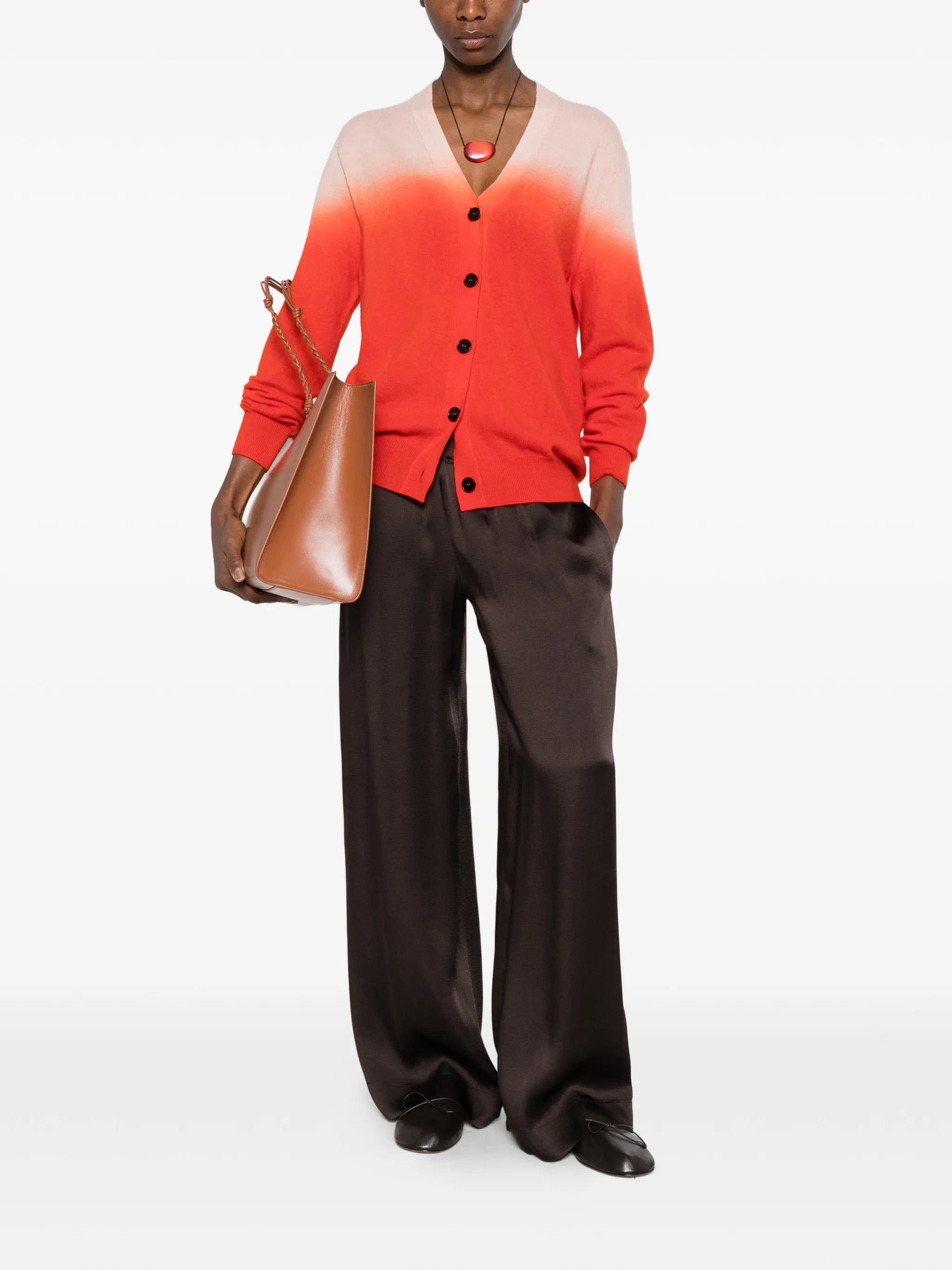 V-neck gradient buttoned cardigan