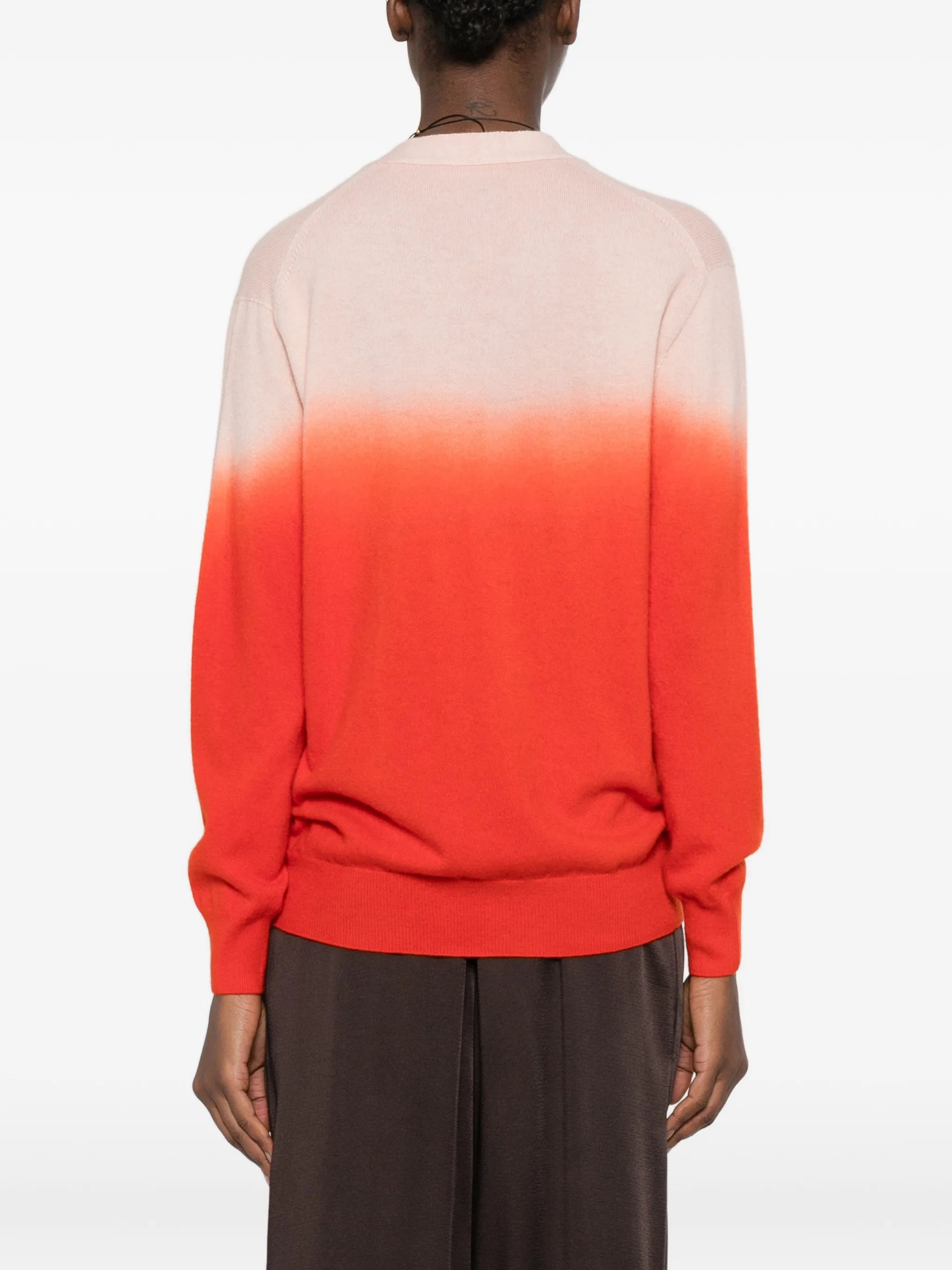 V-neck gradient buttoned cardigan