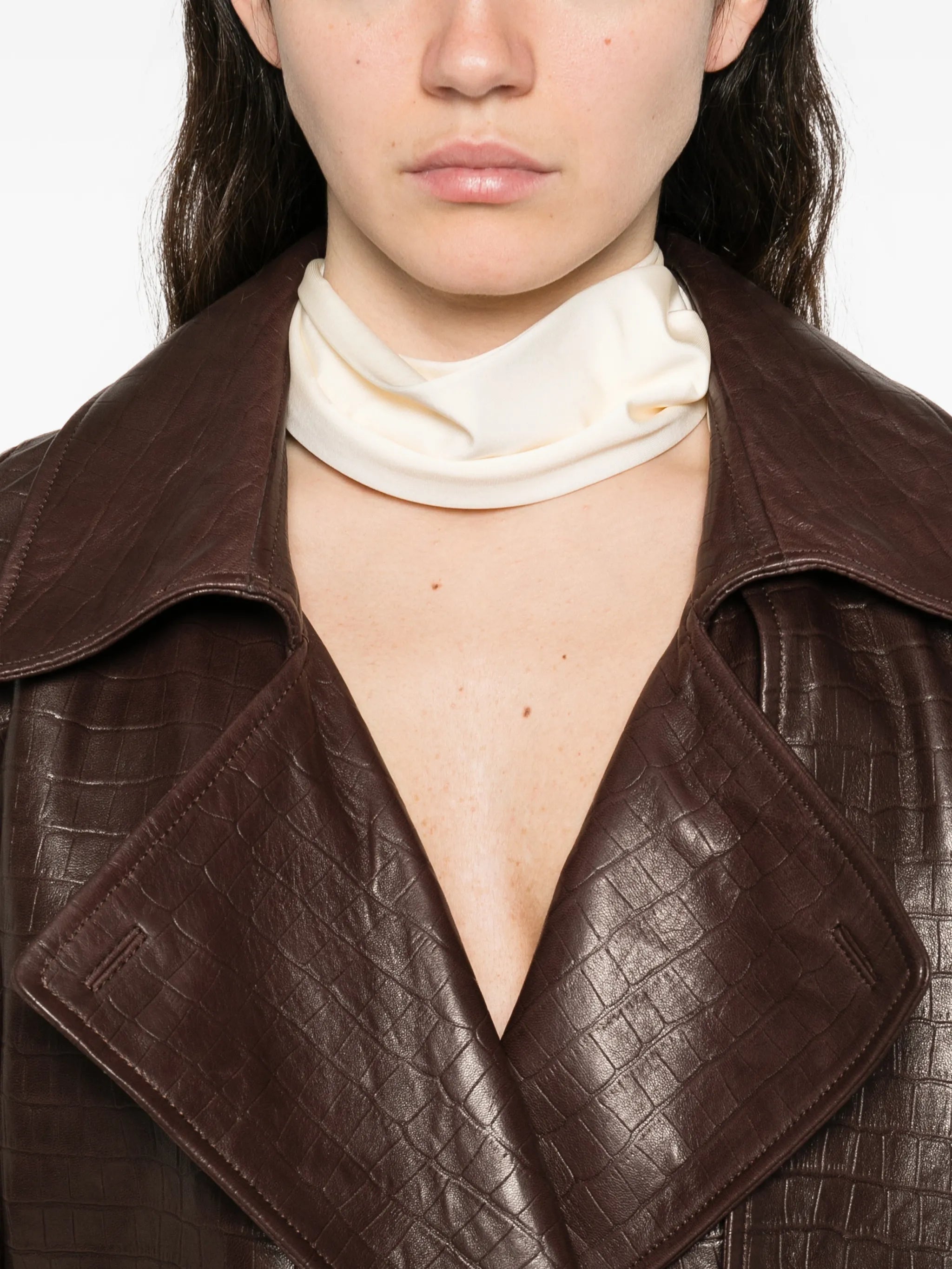 Haiti Croco belted leather jacket