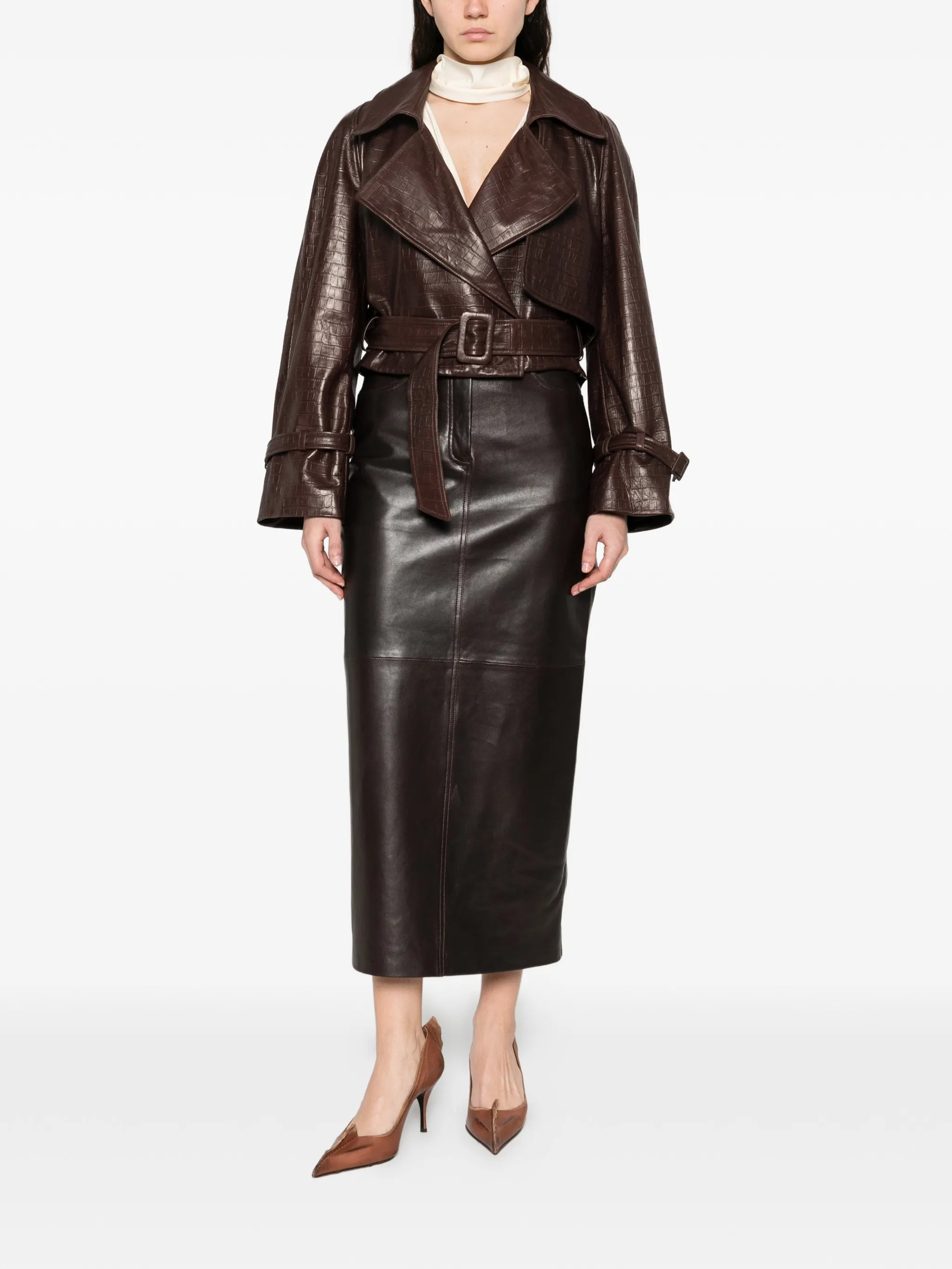 Haiti Croco belted leather jacket