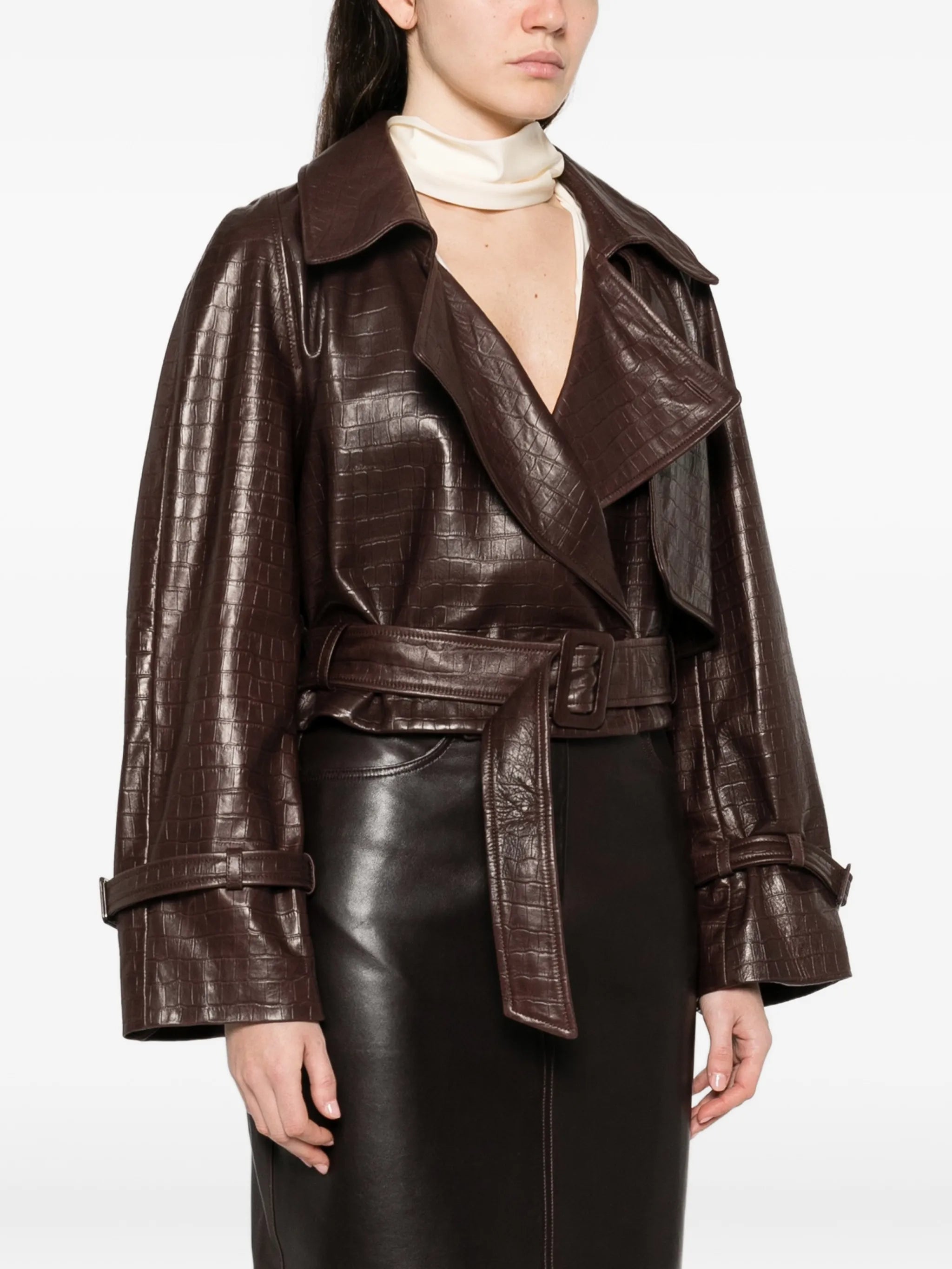 Haiti Croco belted leather jacket