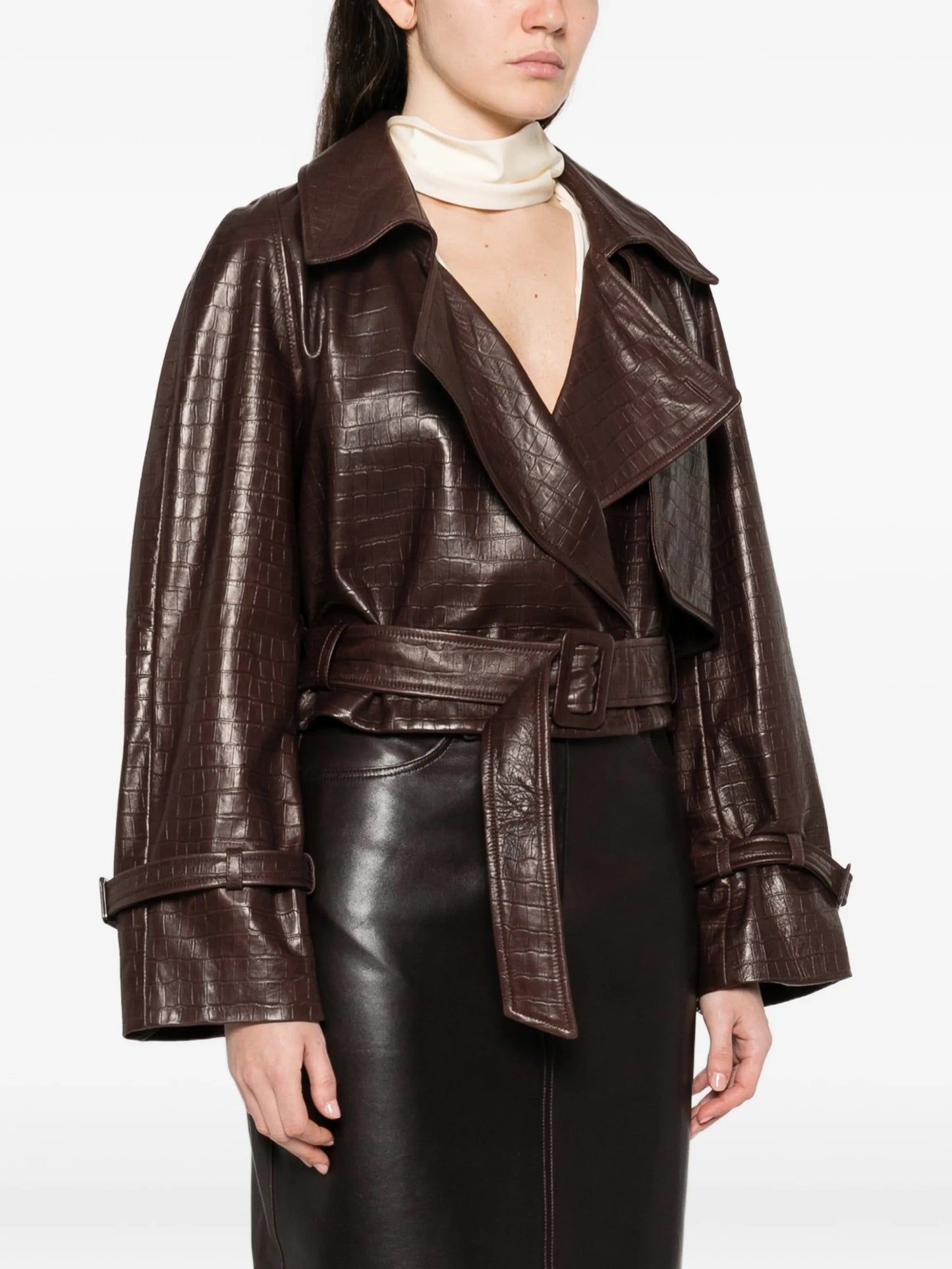 Haiti Croco belted leather jacket