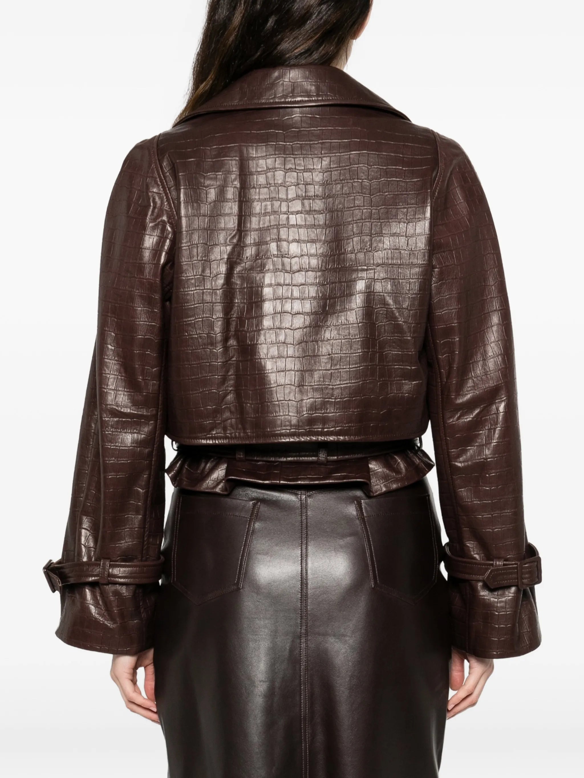 Haiti Croco belted leather jacket