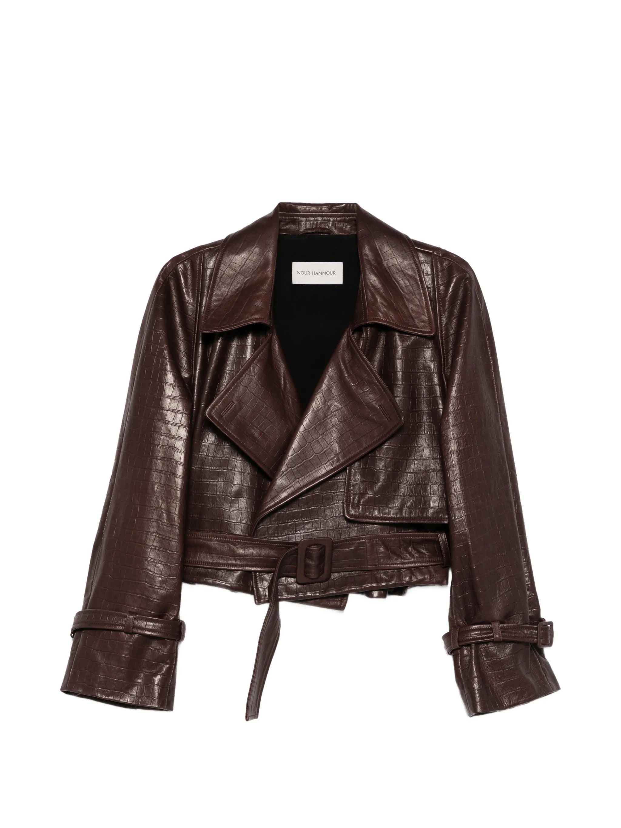 Haiti Croco belted leather jacket