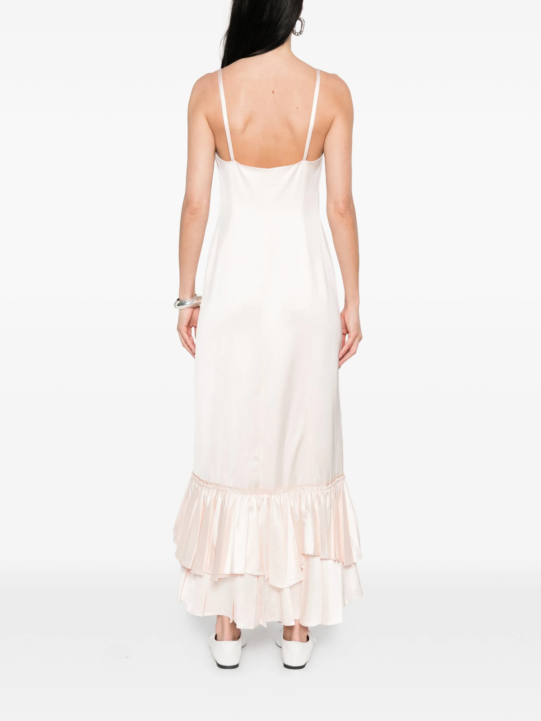 silk blend ruffle dress