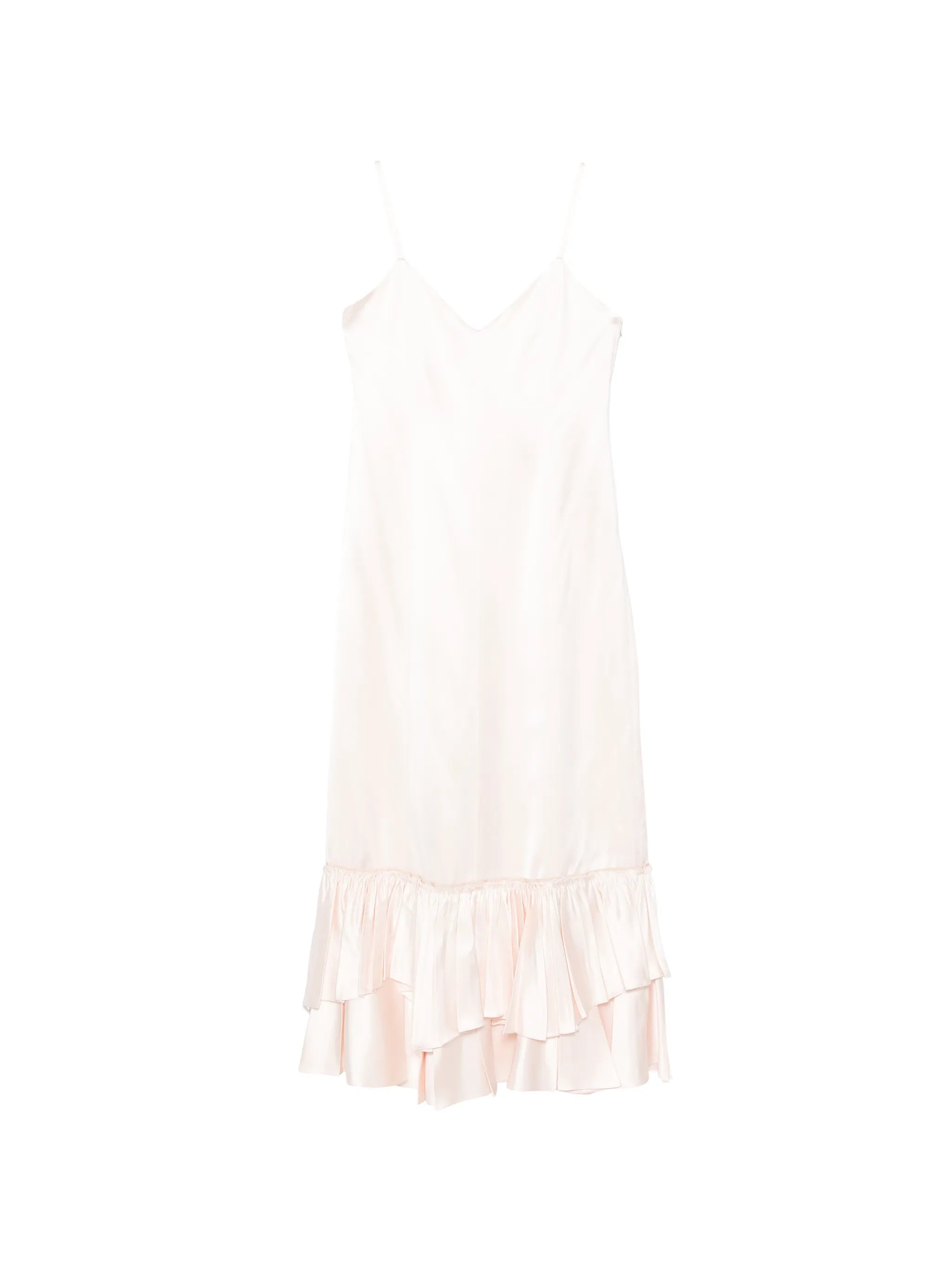 silk blend ruffle dress