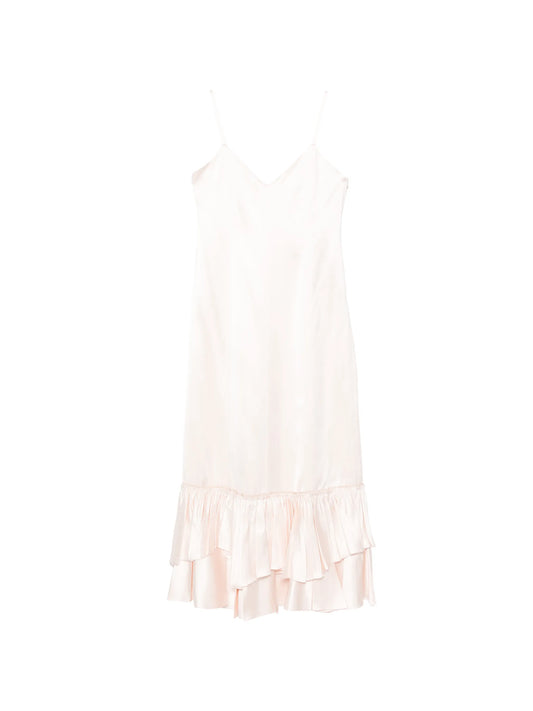 silk blend ruffle dress