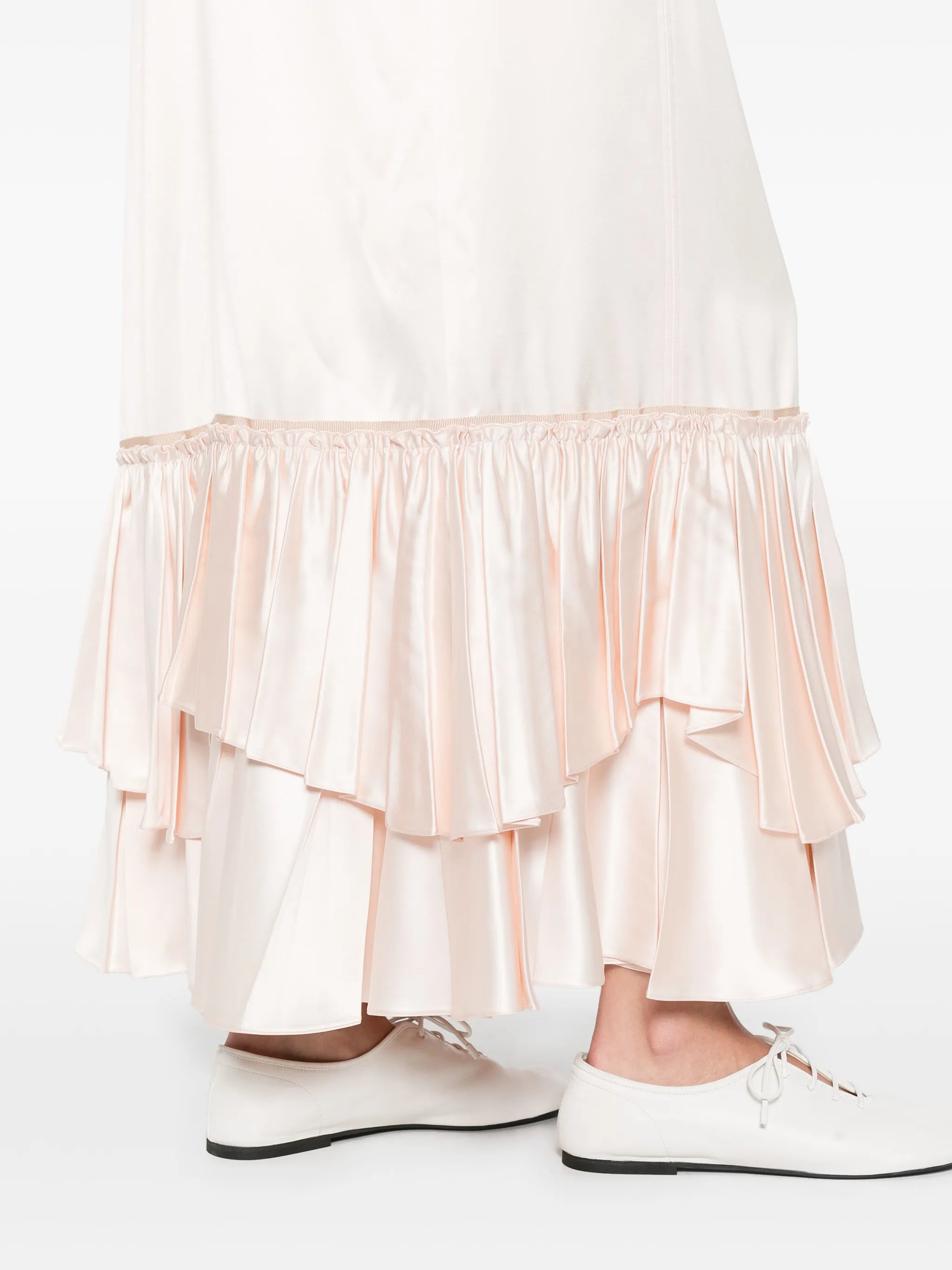 silk blend ruffle dress