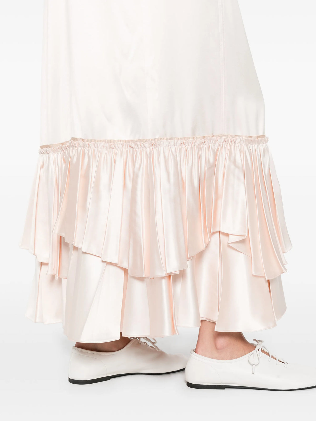silk blend ruffle dress