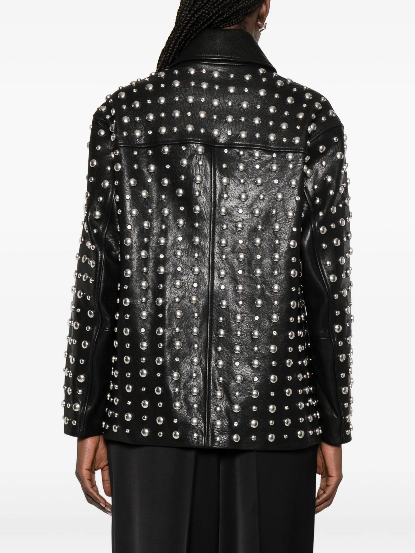 studded zip leather jacket