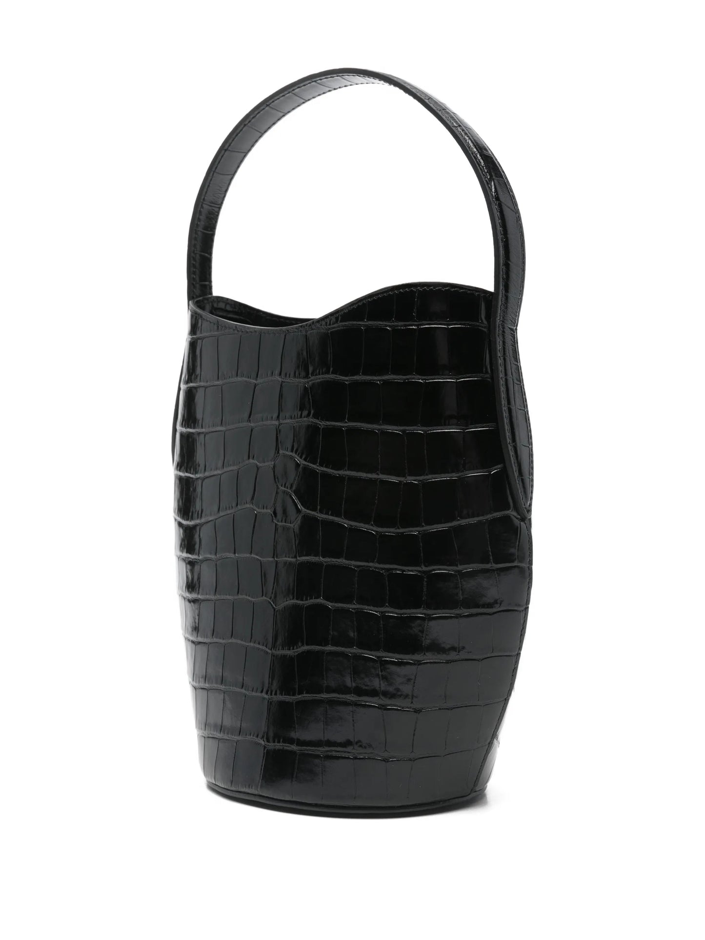 croc-embossing belted bucket bag