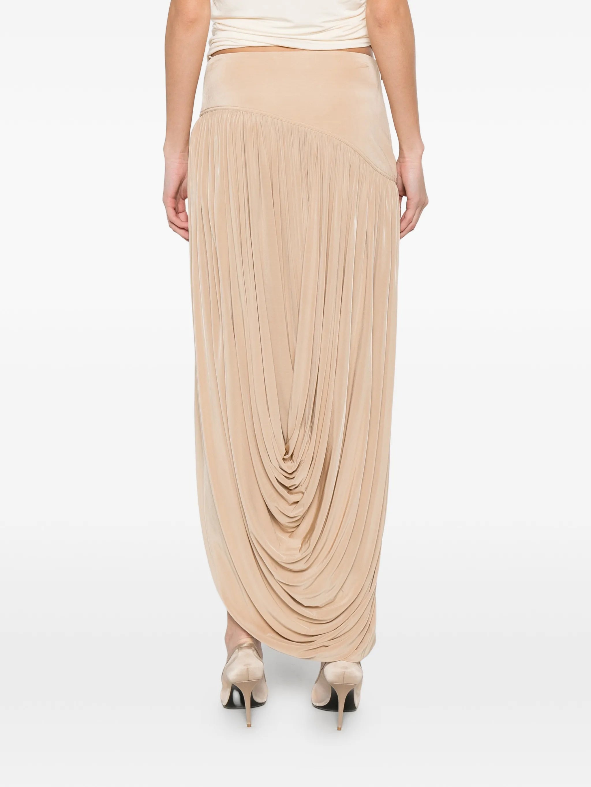 draped curved maxi skirt
