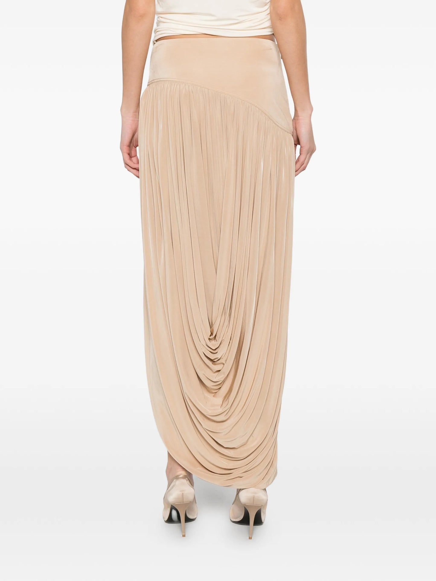 draped curved maxi skirt