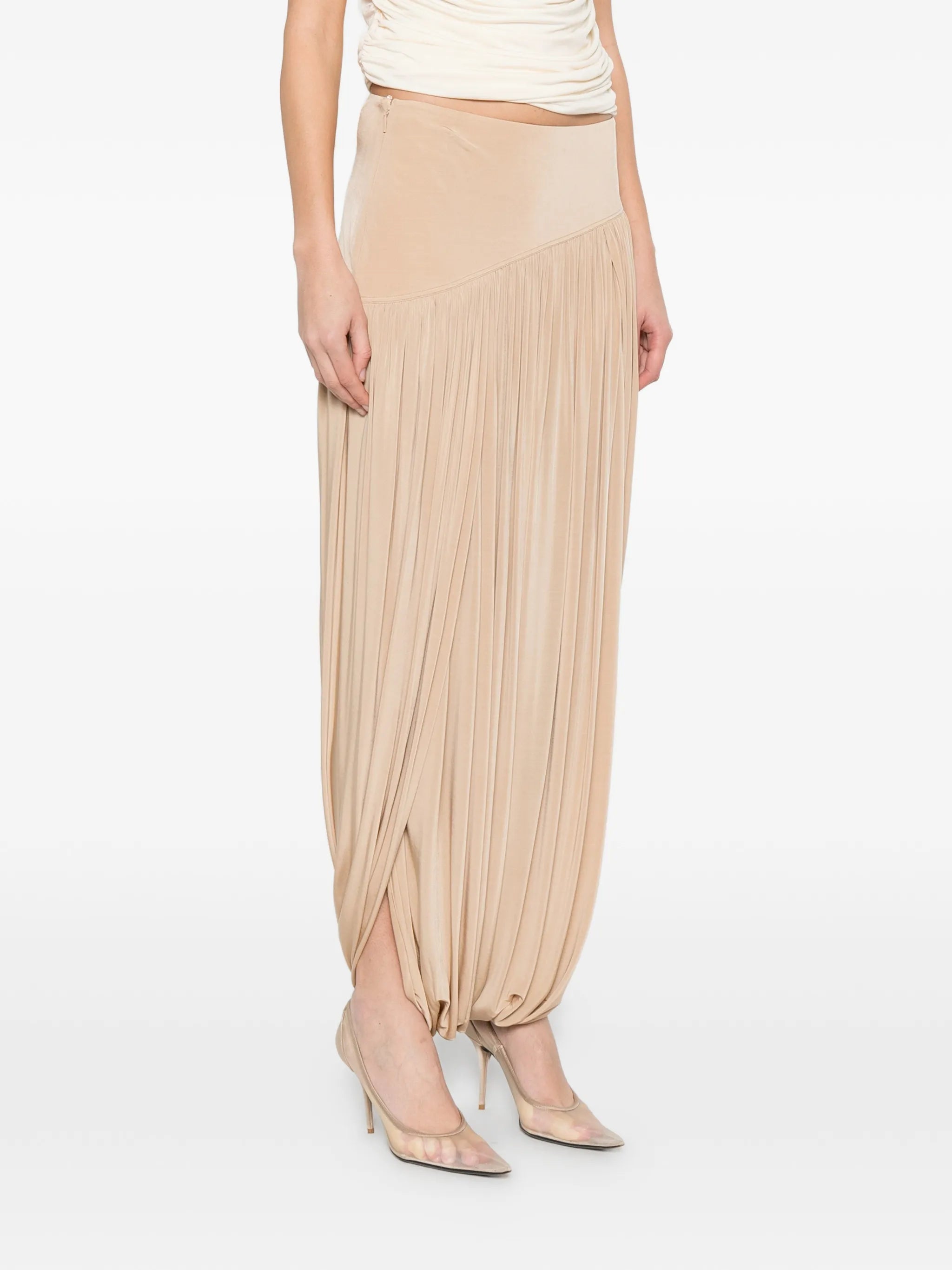 draped curved maxi skirt