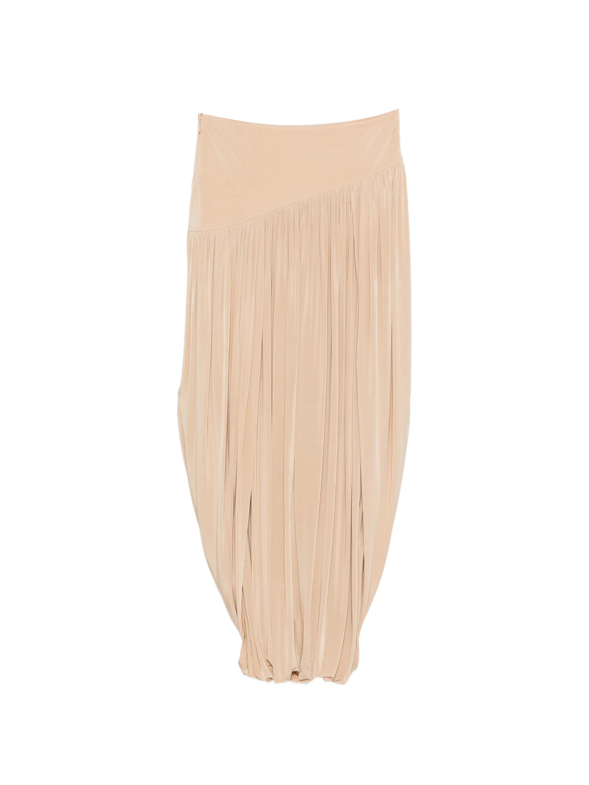 draped curved maxi skirt