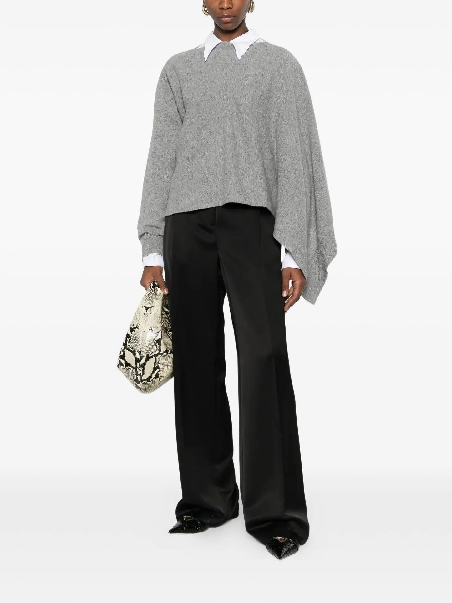 asymmetric-sleeve sweater
