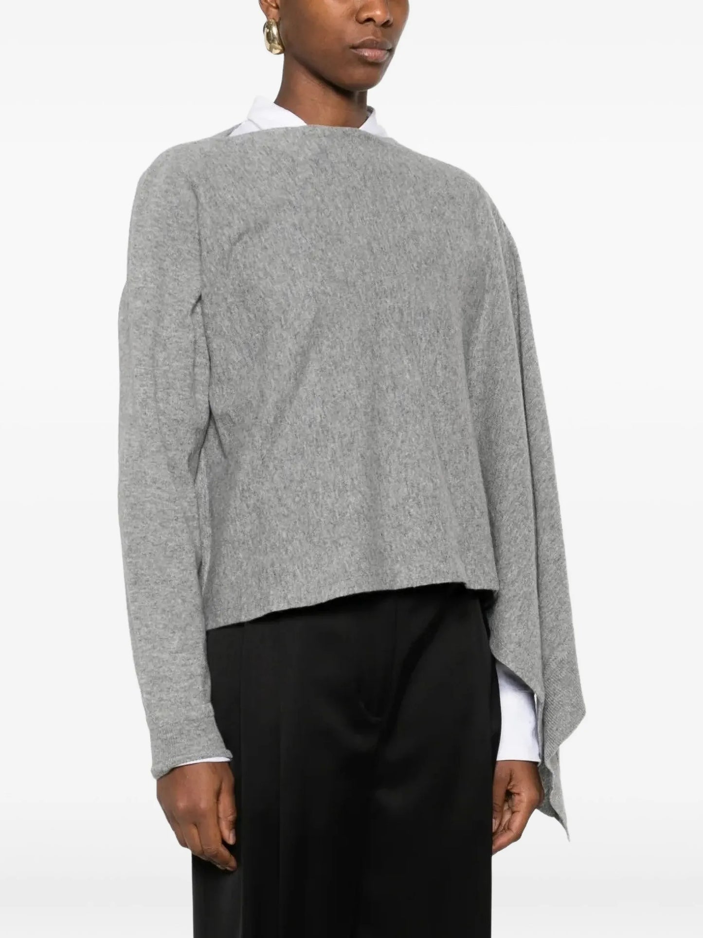 asymmetric-sleeve sweater