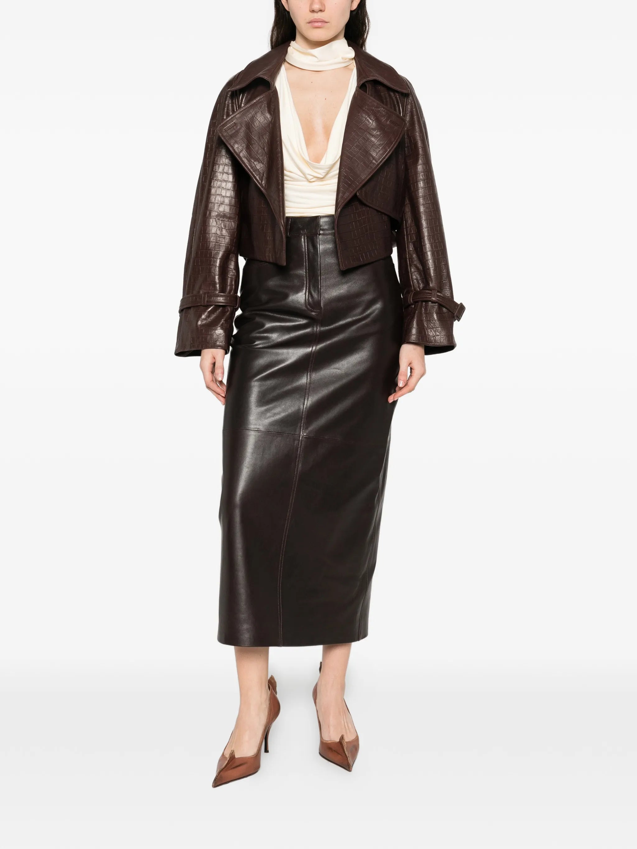 Ghalia pocket pencil midi skirt