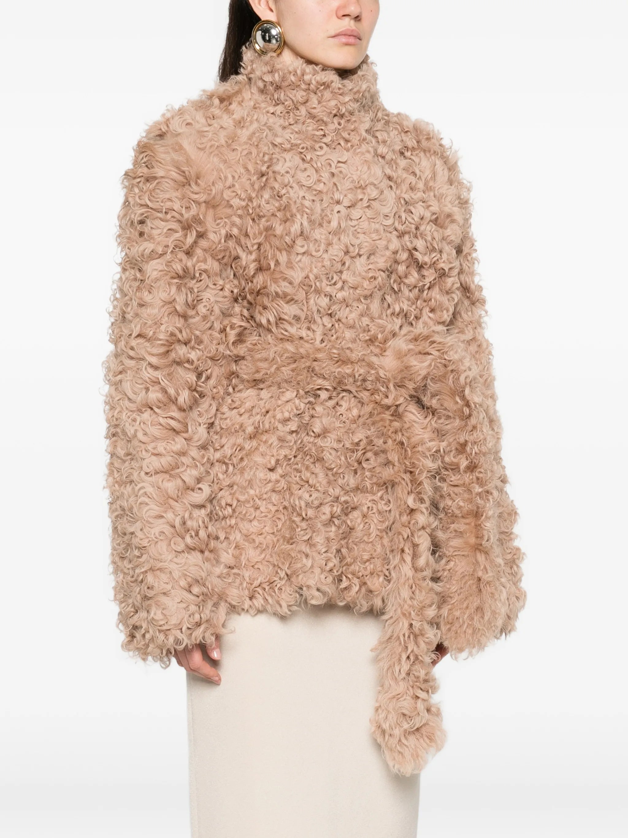 Elsa belted fur coat