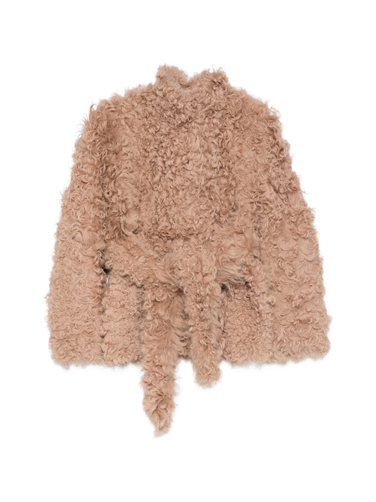 Elsa belted fur coat
