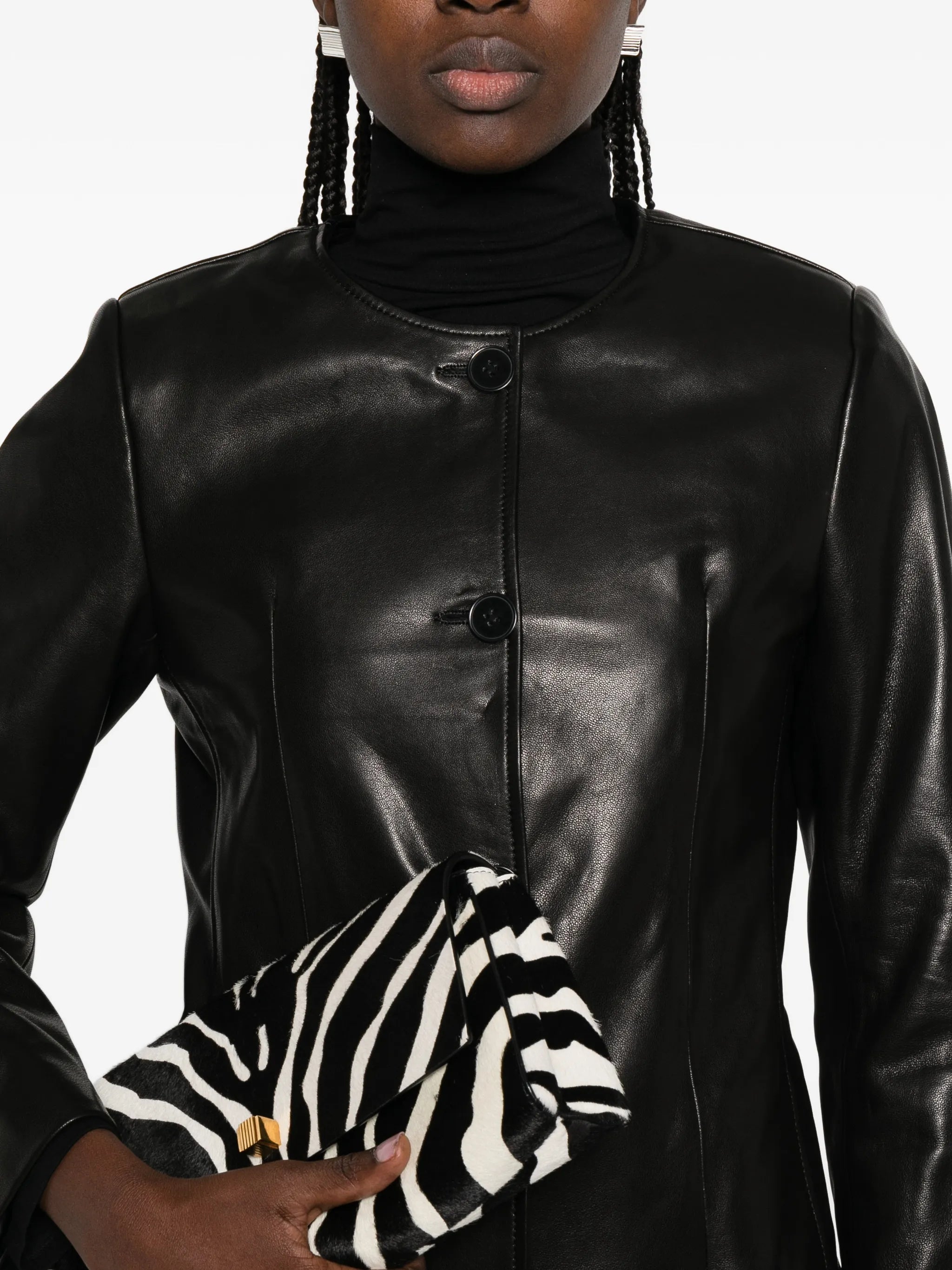 Maud button-up leather jacket