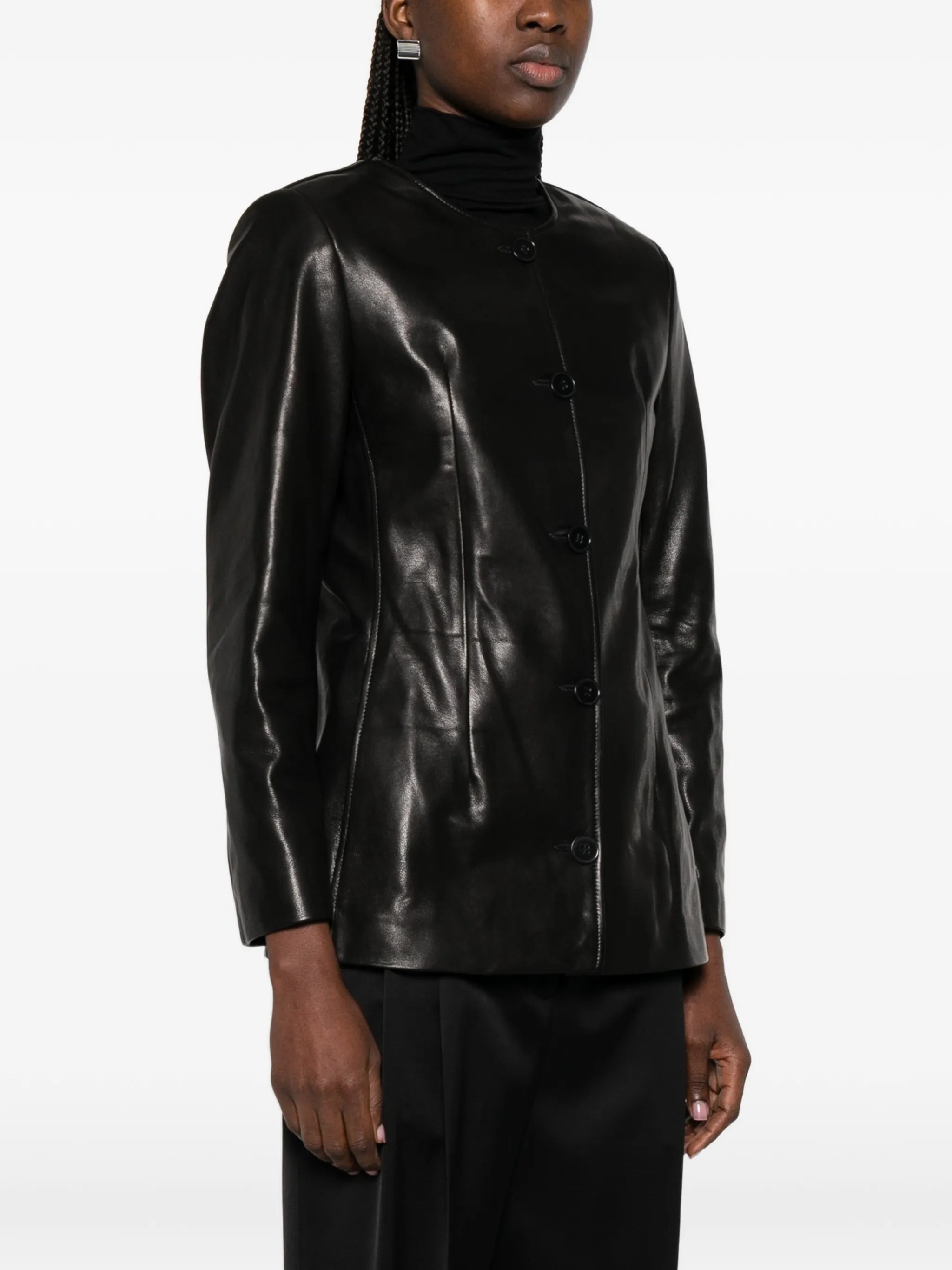 Maud button-up leather jacket