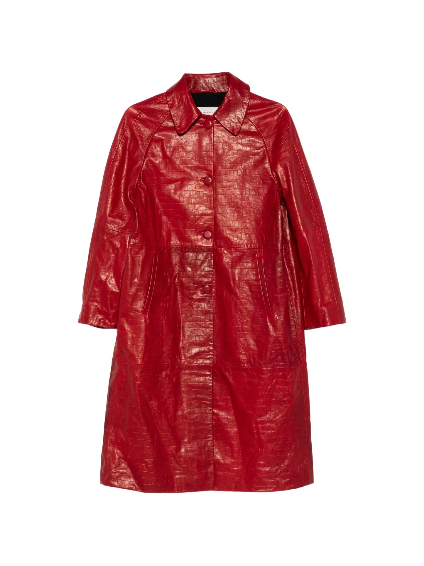 croco-embossed leather coat