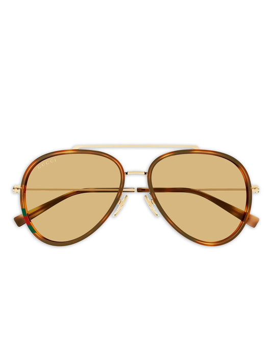 tortoiseshell-effect pilot-frame sunglasses