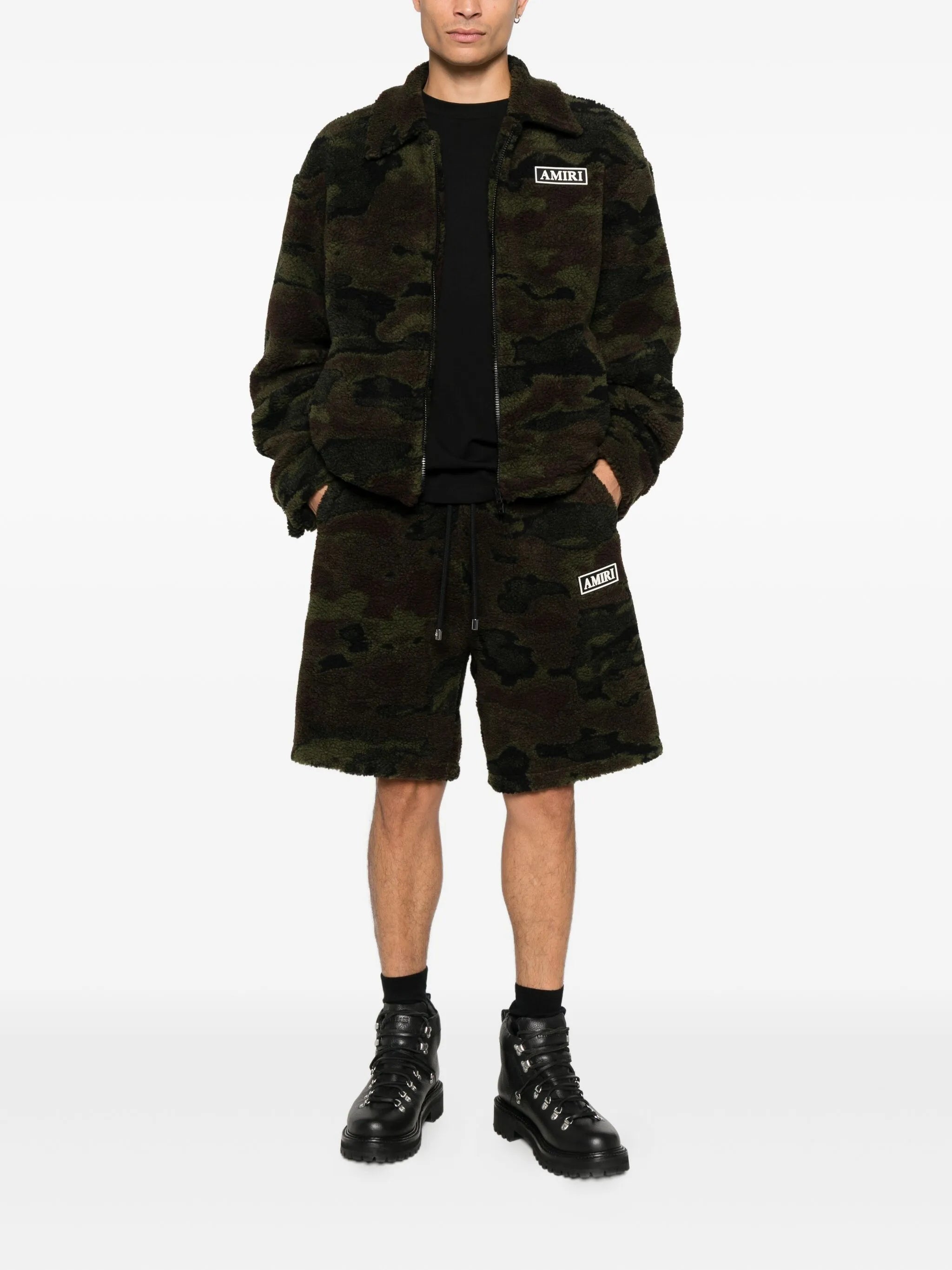 camo fleece drawstring shorts
