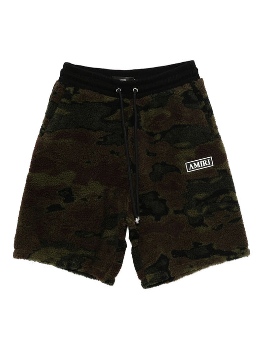 camo fleece drawstring shorts