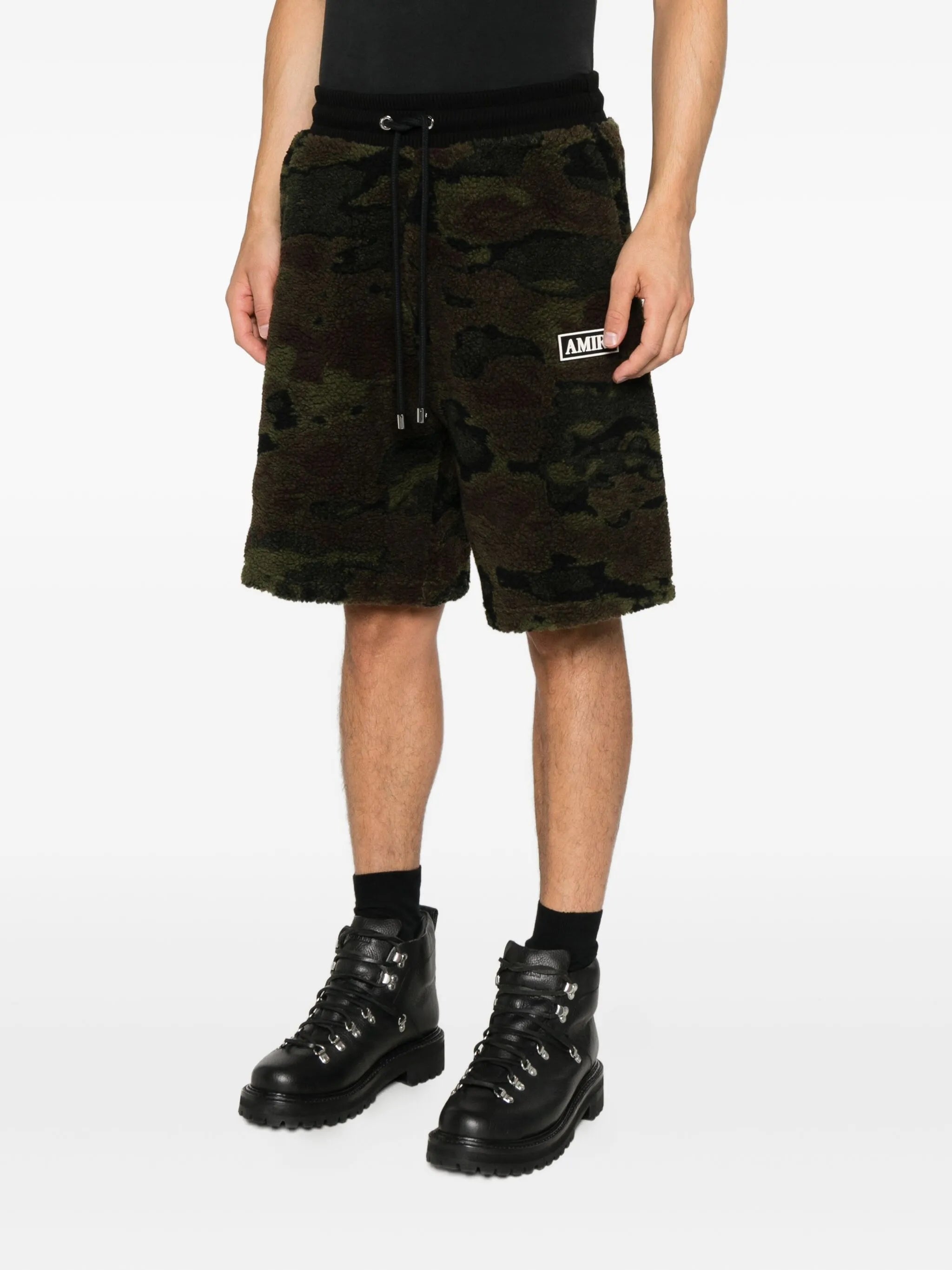 camo fleece drawstring shorts