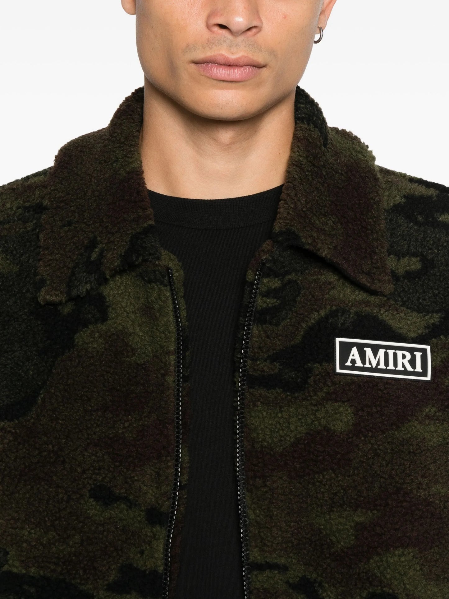 camo fleece zip-up bomber jacket