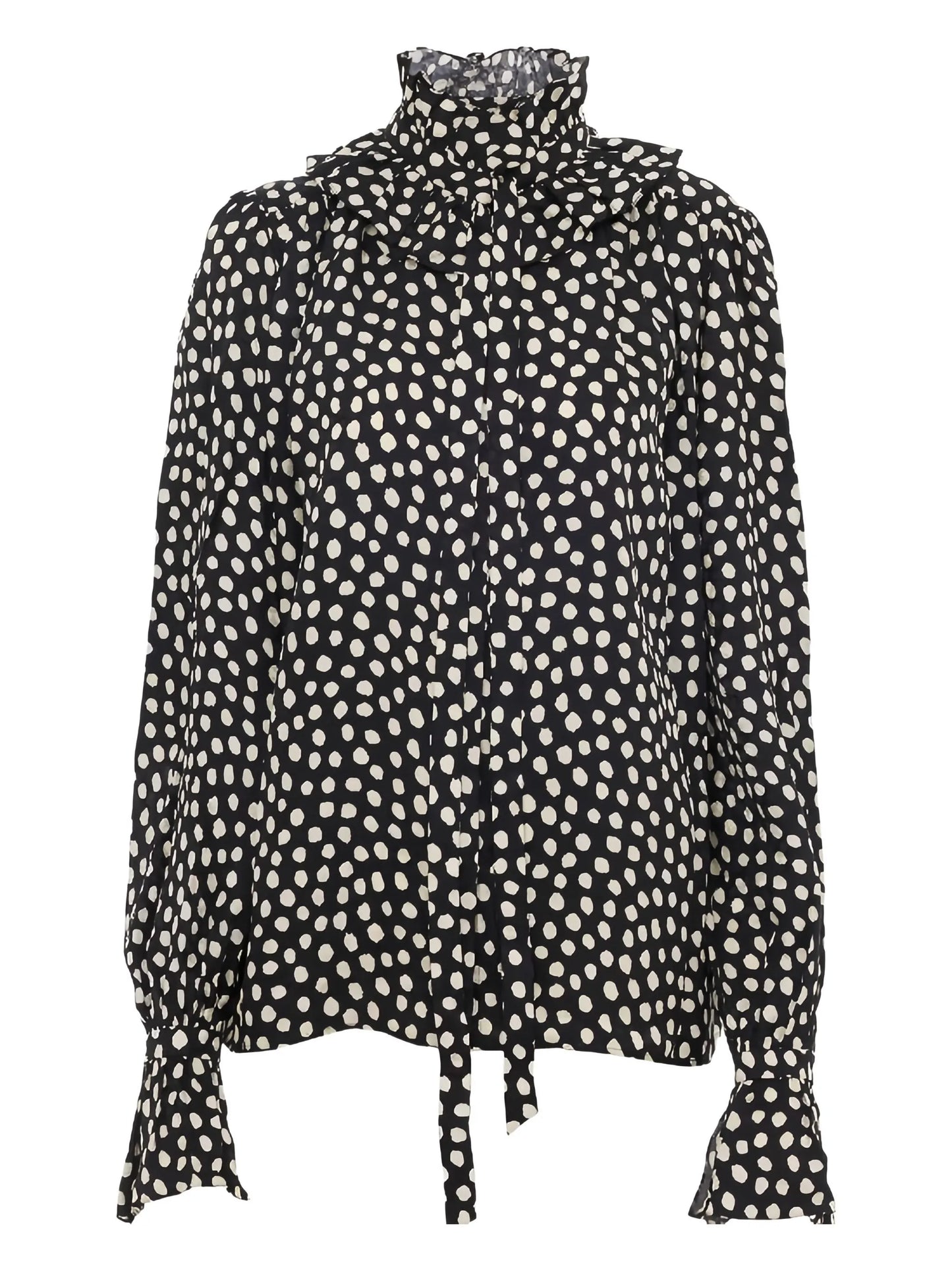 ruffled polka-dot blouse
