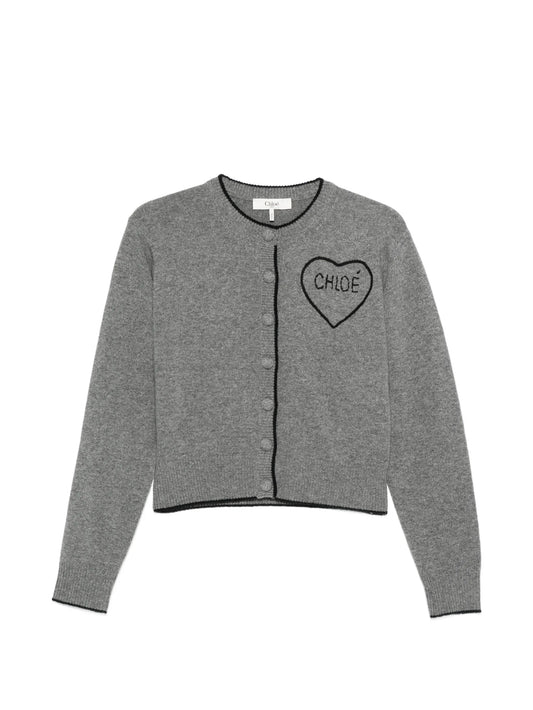heart-motif buttoned cardigan