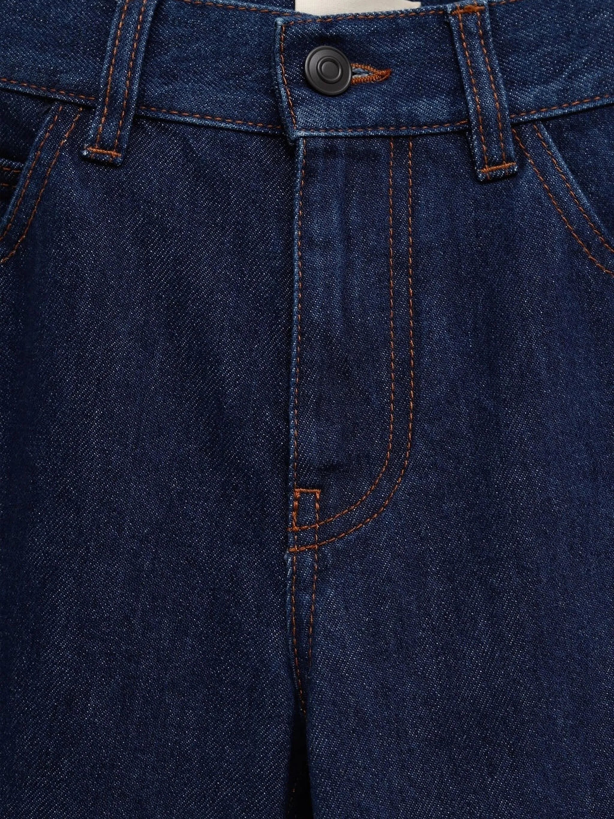 topstitched denim jeans