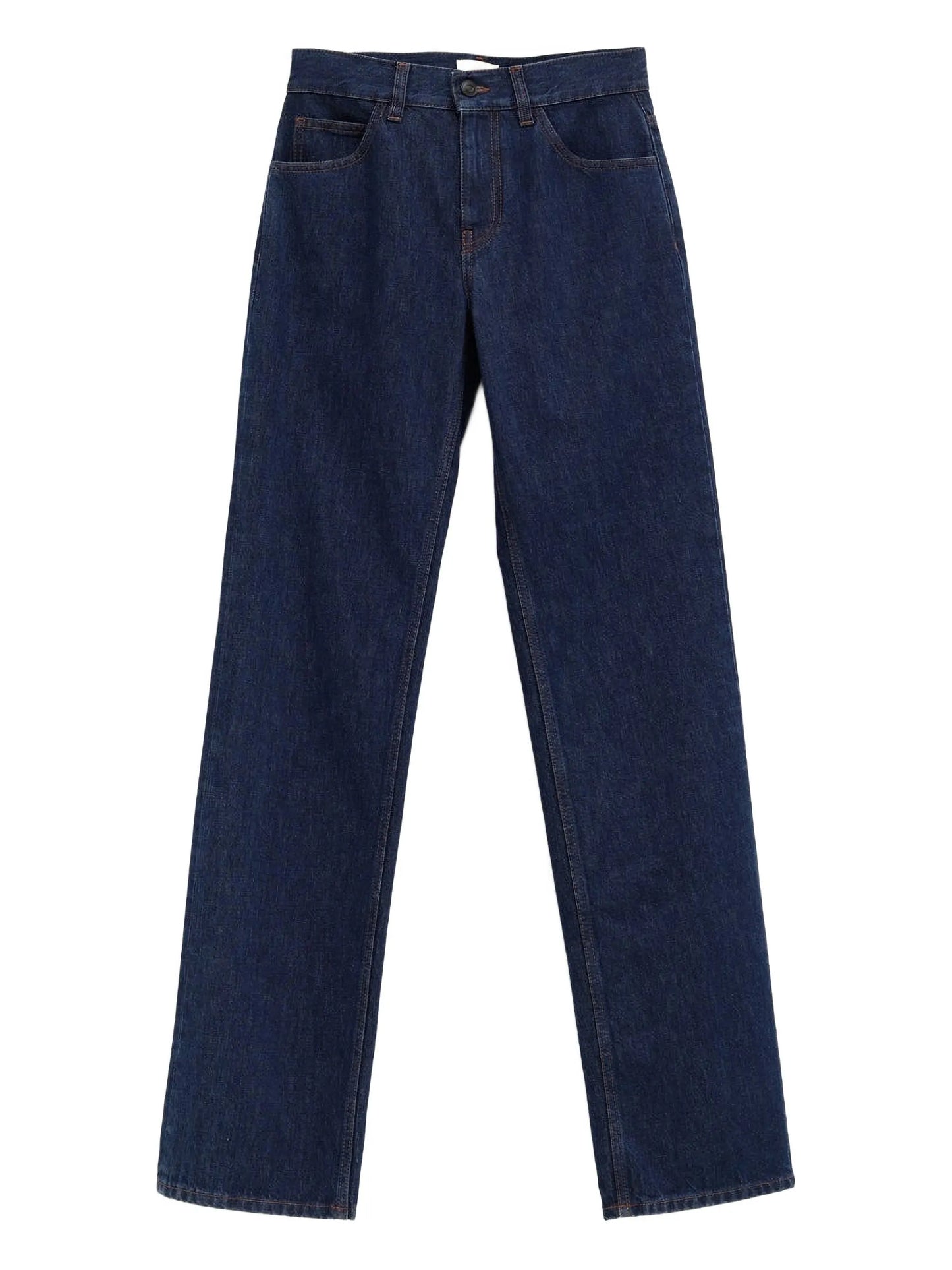 topstitched denim jeans