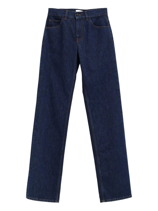 topstitched denim jeans