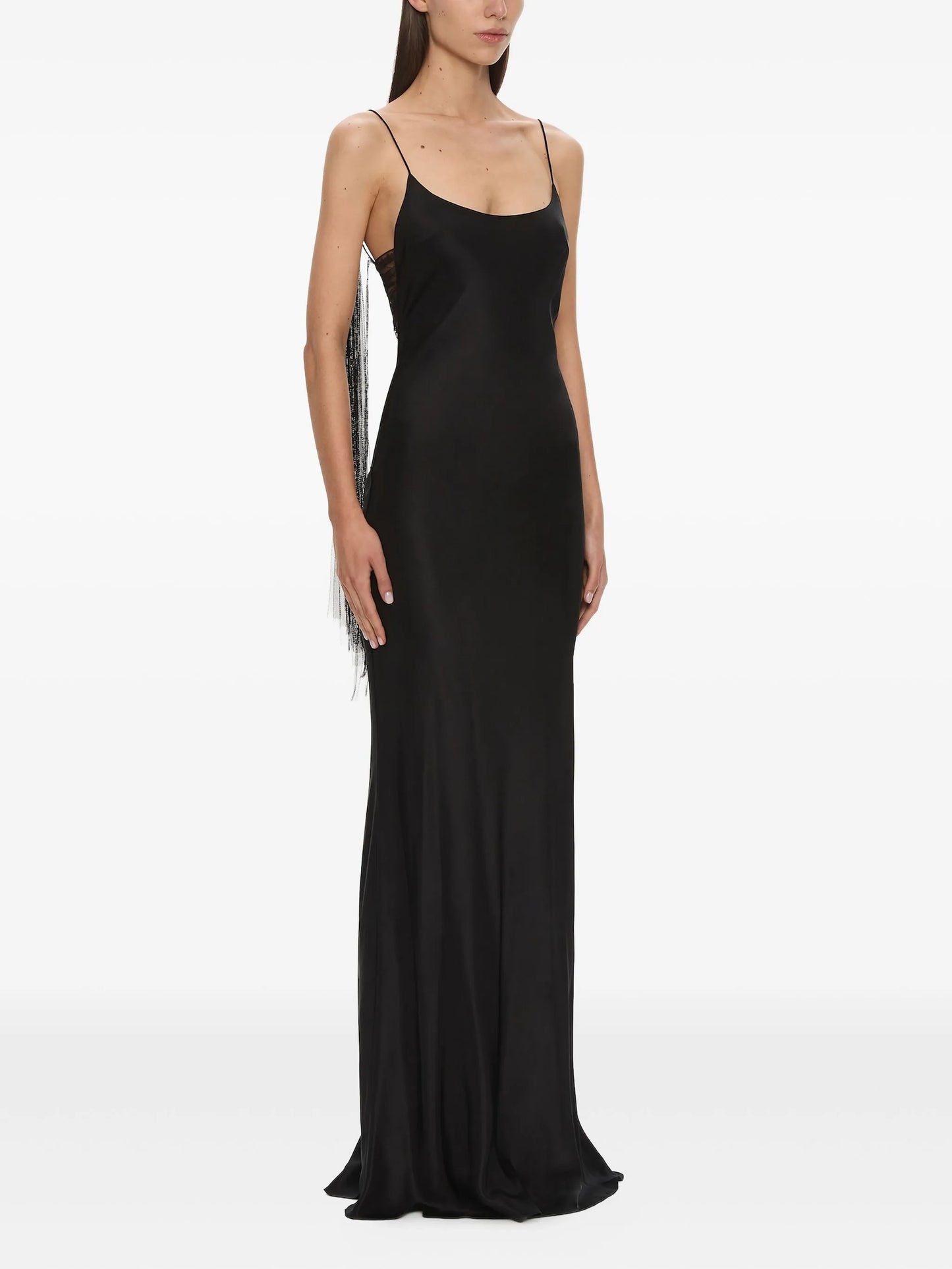 Lattice lace silk gown