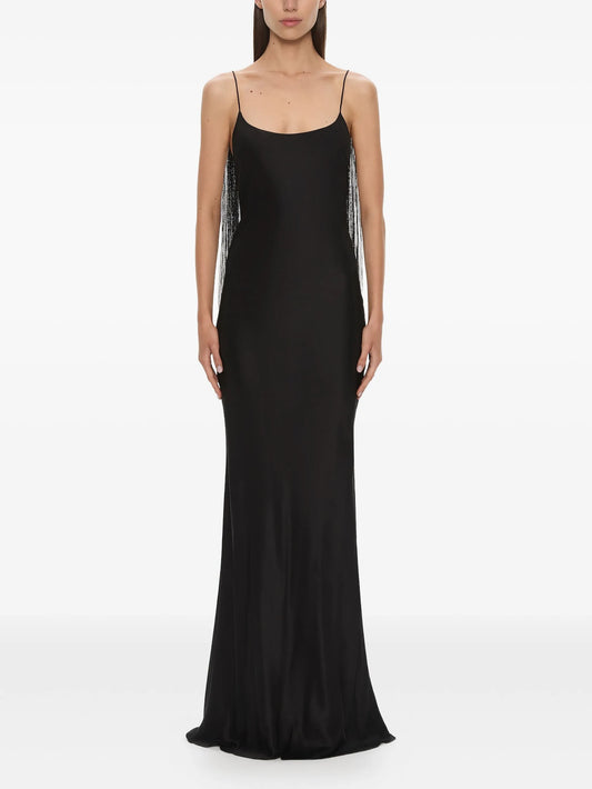 Lattice lace silk gown