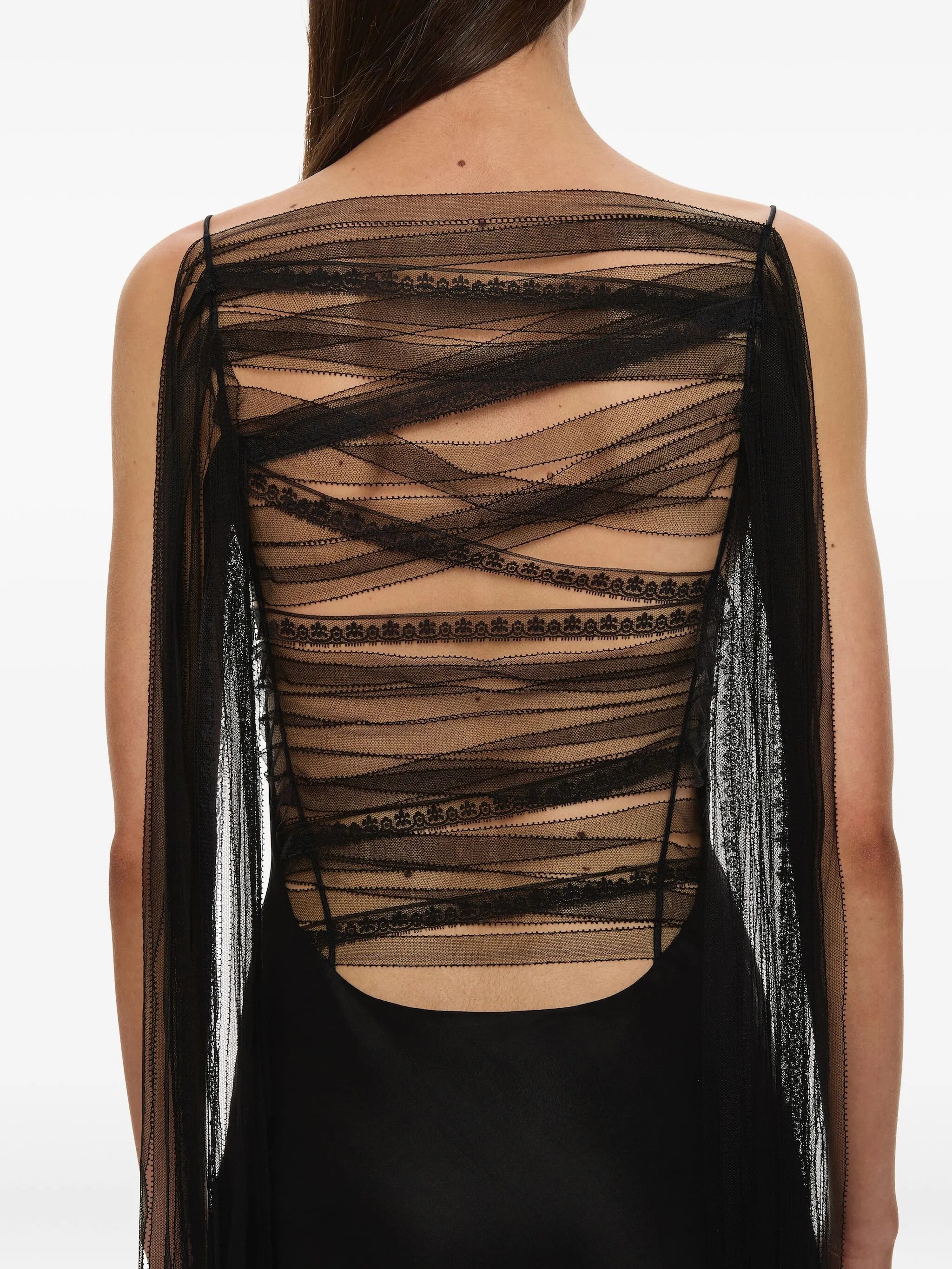 Lattice lace silk gown